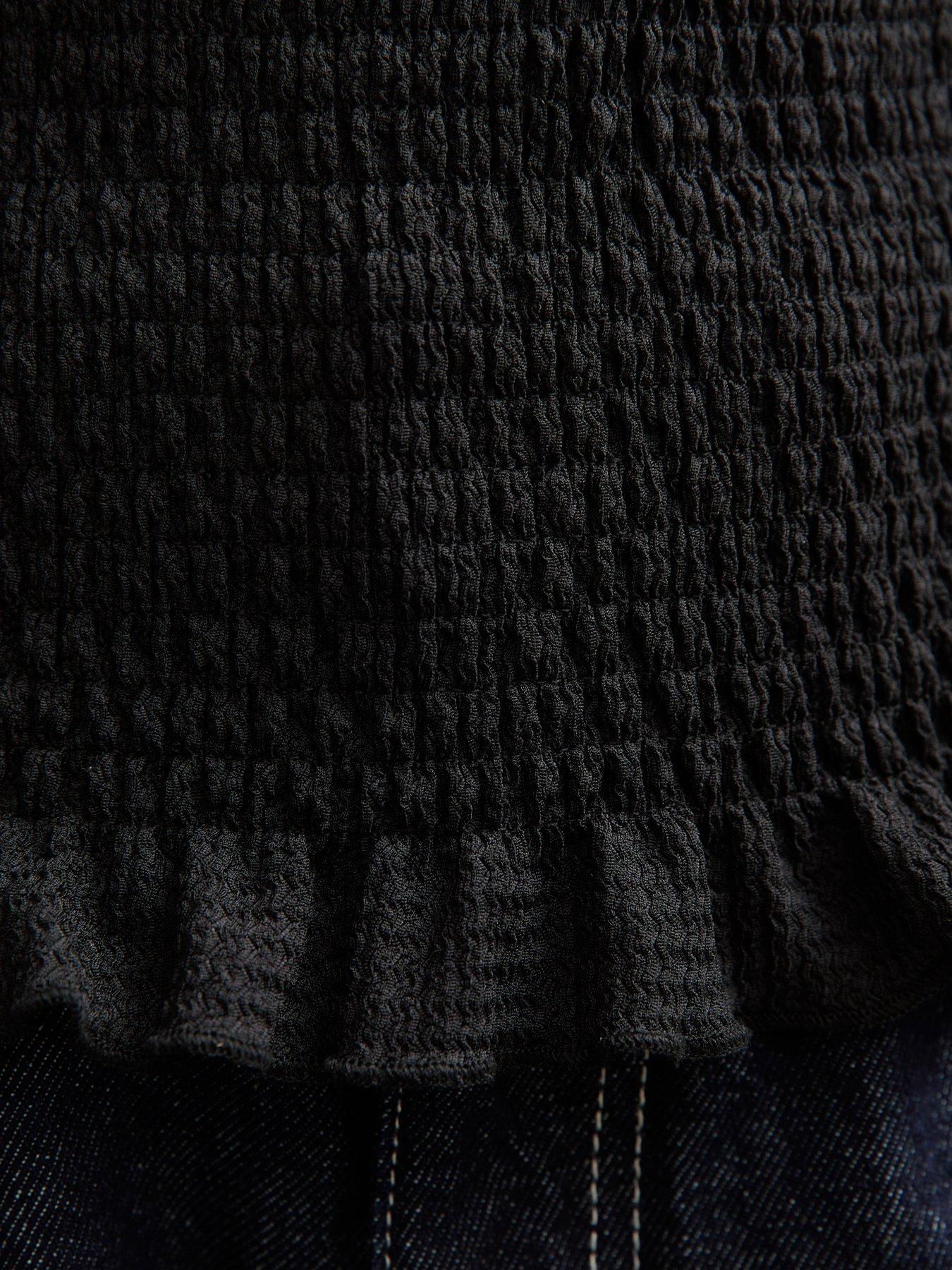  image of new-look-black-shirred-long-sleeve-top