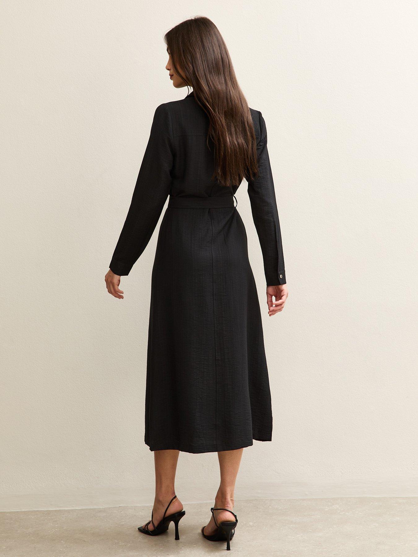 fitted lace wedding dress Teri Jon 3/4 Sleeve Belted Taffeta Shirtdress 69224