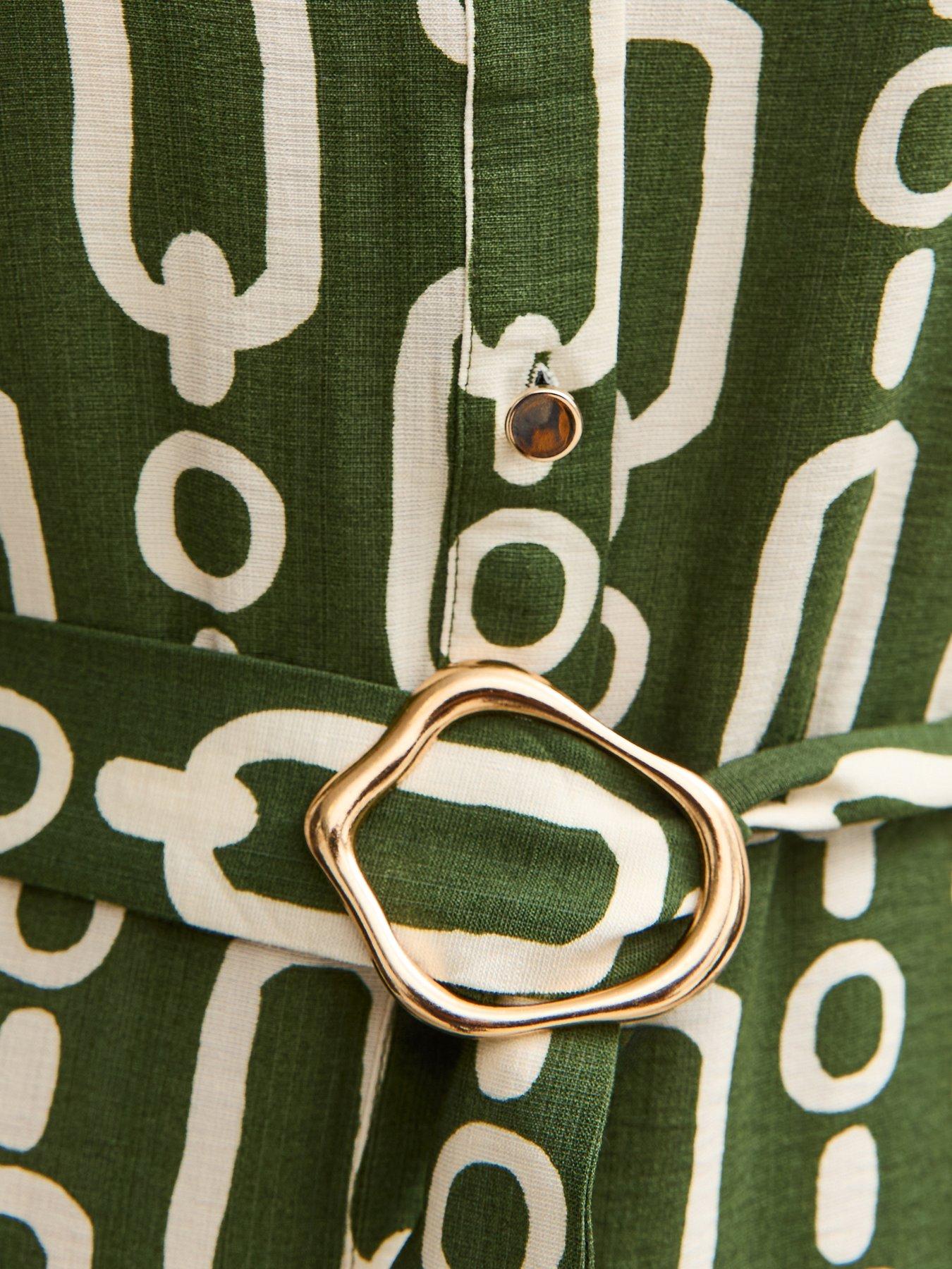  image of new-look-green-graphic-print-midi-shirt-dress