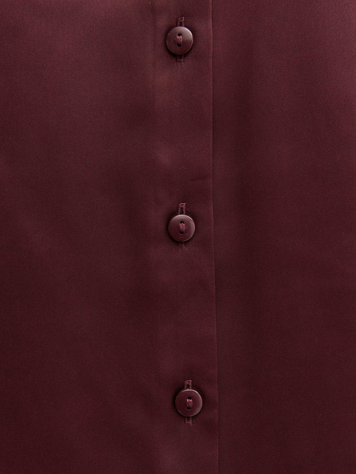 image of new-look-dark-burgundy-satin-long-sleeve-shirt