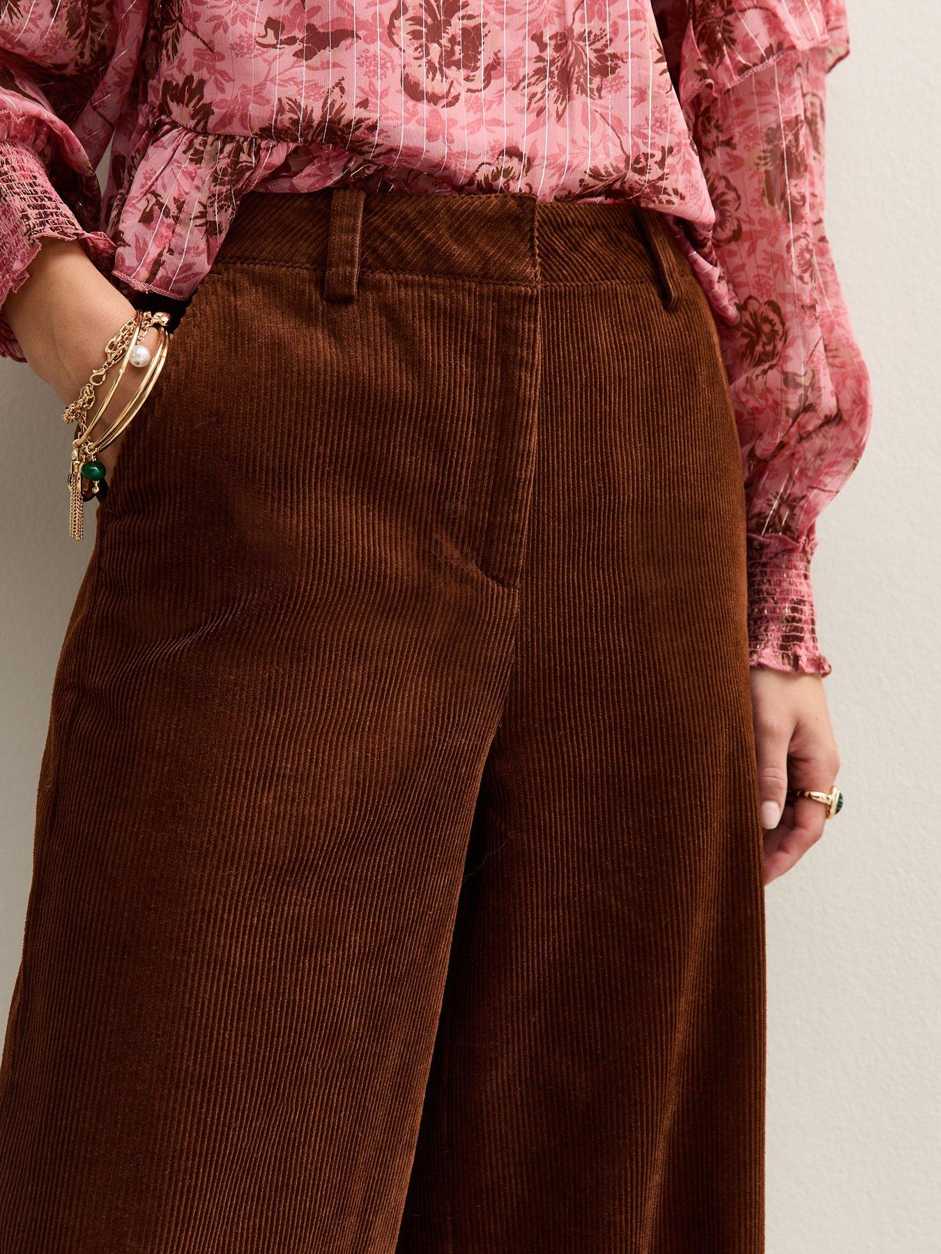  image of new-look-brown-corduroy-wide-leg-trousers