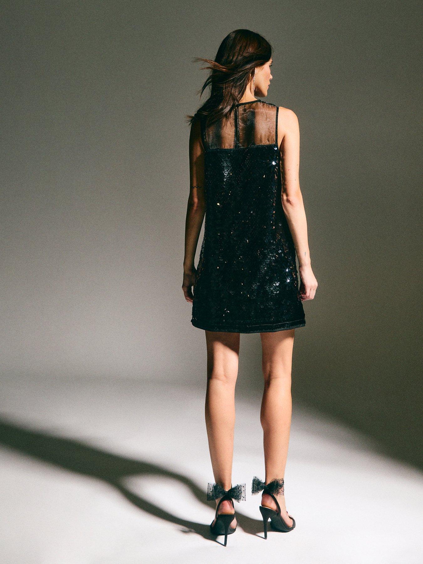 stillFront image of new-look-sequin-embellished-mini-shift-dress-black