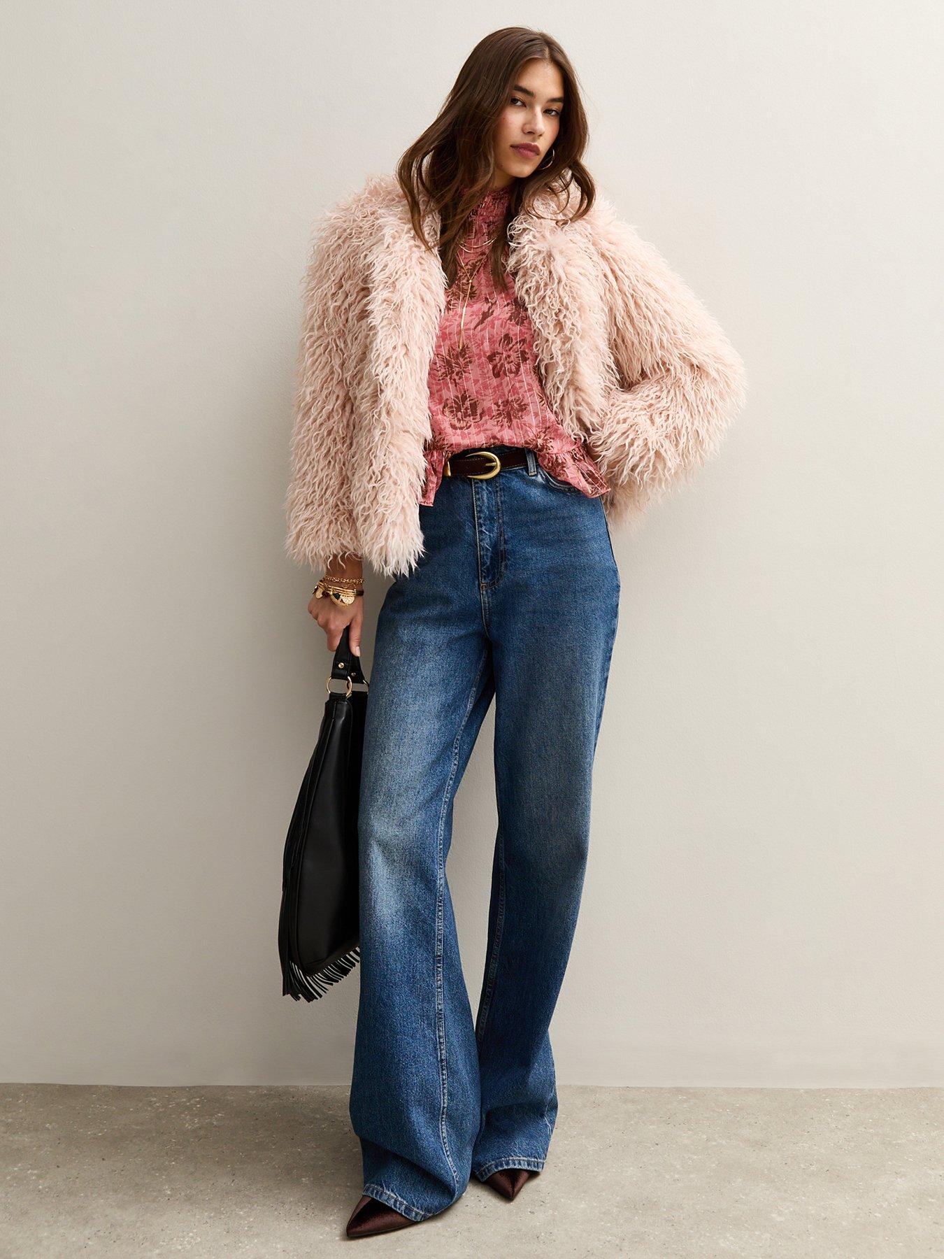 Image 3 of 5 of New Look Pink Floral Trim Ruffle Trimmed Blouse