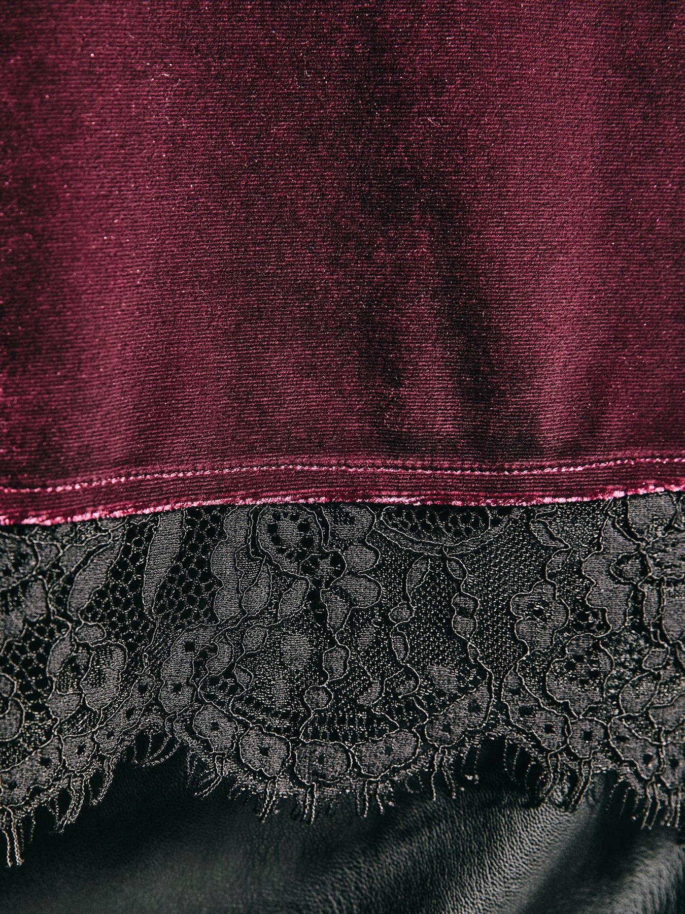  image of new-look-dark-burgundy-lace-trimmed-velvet-top
