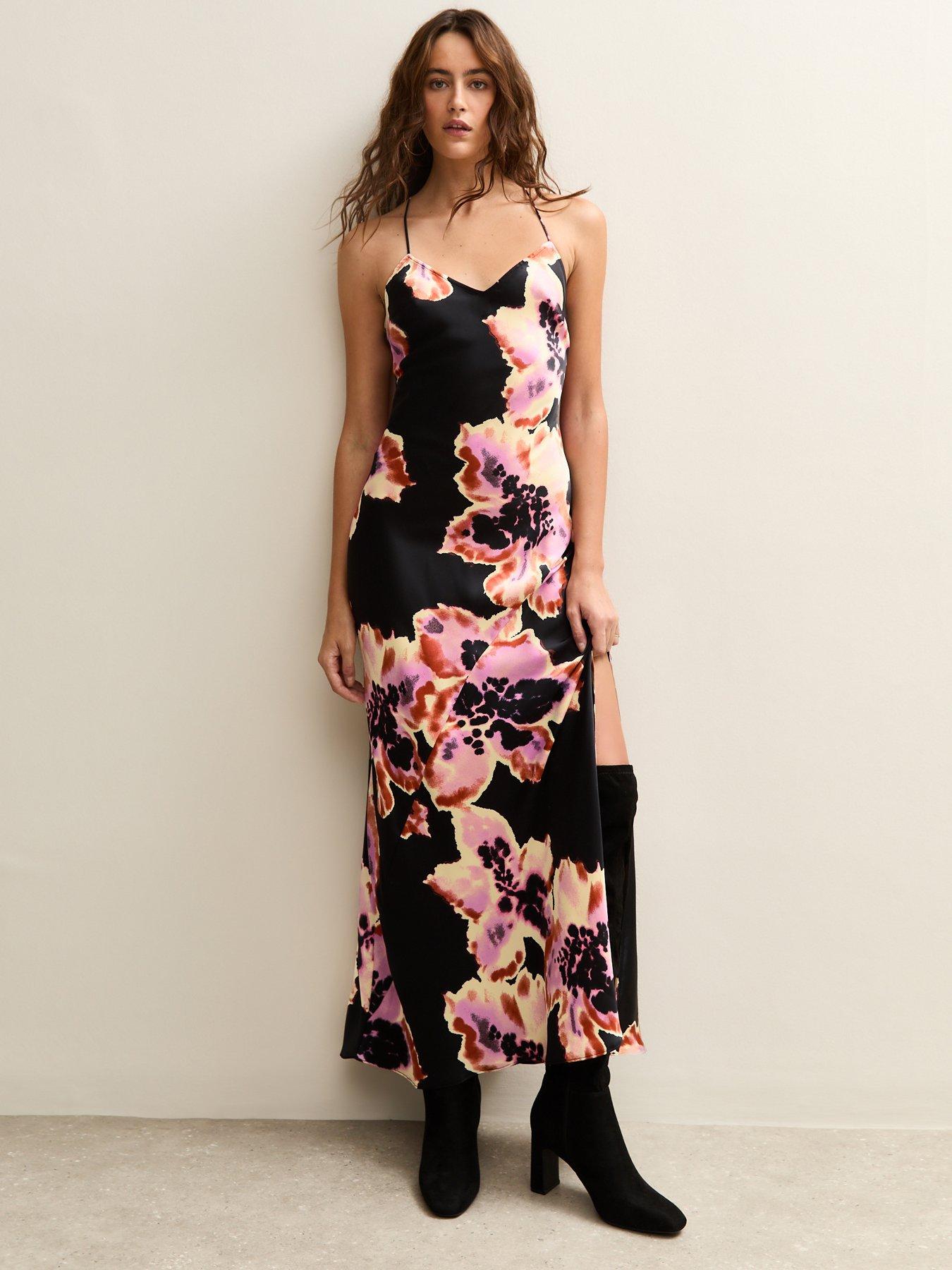 New Look Floral Print Low Back Midi Dress - Multi
