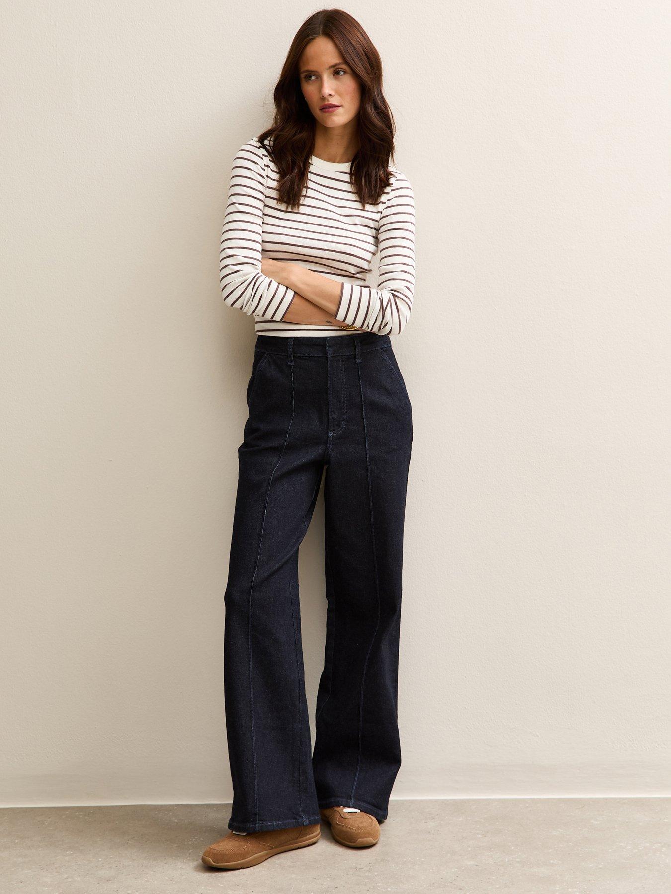 front image of new-look-seam-front-wide-leg-jeans-blue