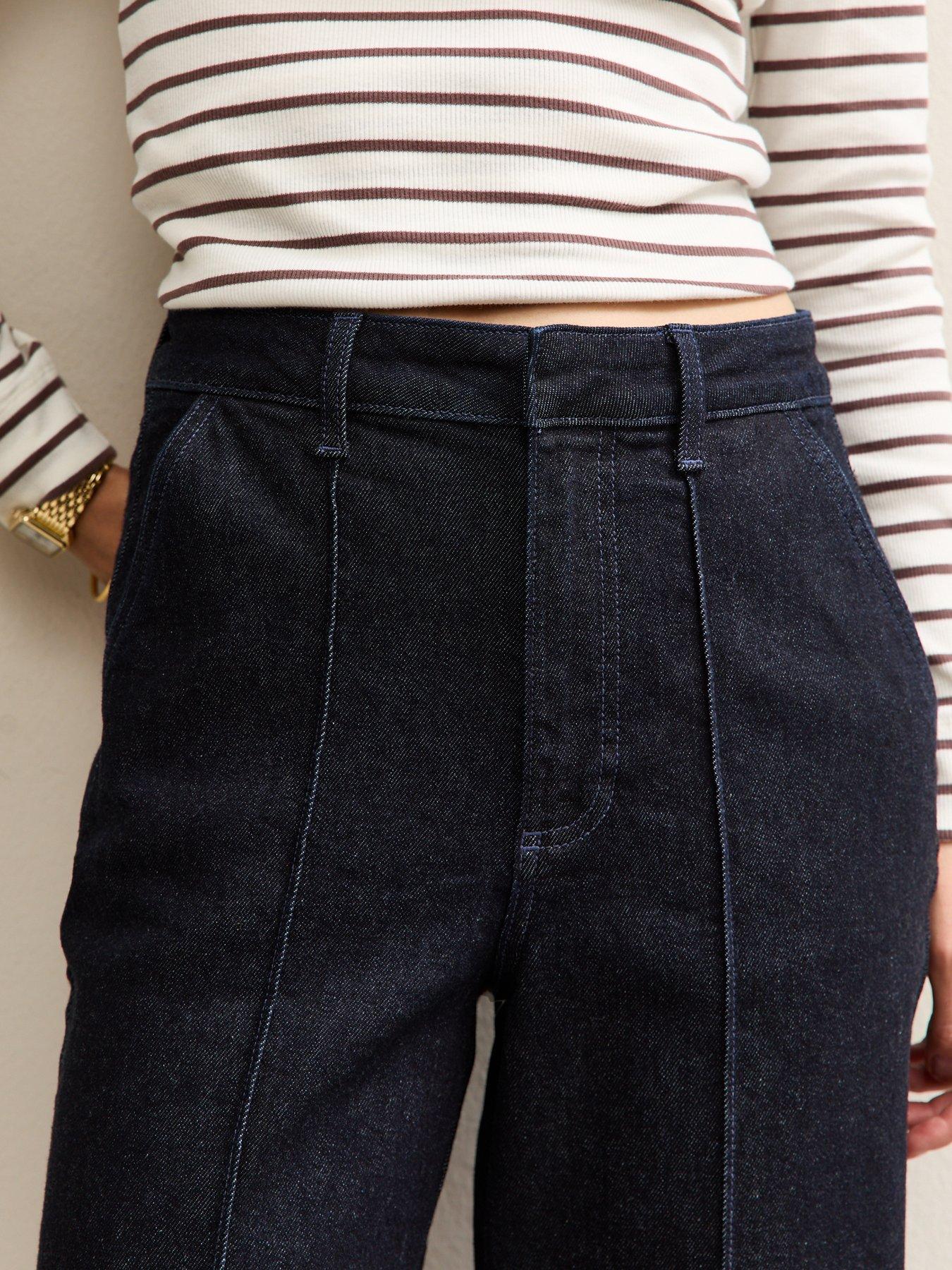  image of new-look-seam-front-wide-leg-jeans-blue