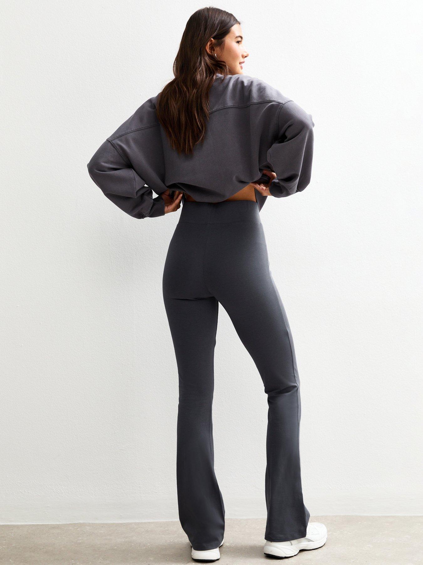  image of new-look-high-waist-jersey-kick-flare-leggings-grey