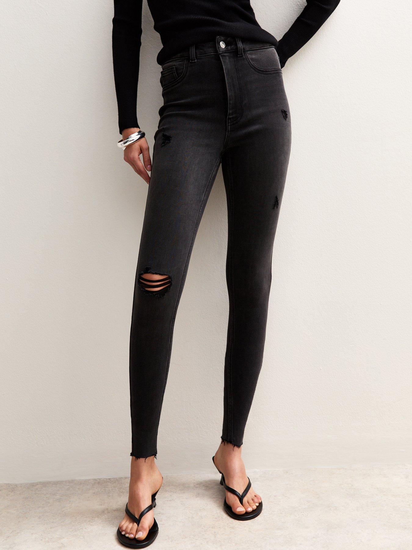 New Look Black Hallie Disco Ripped Skinny Jeans