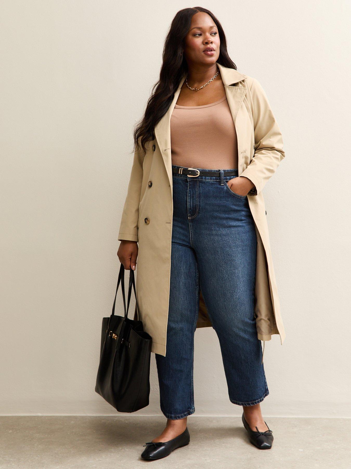 Image 3 of 6 of New Look Curves Straight Leg Jeans - Dark Blue
