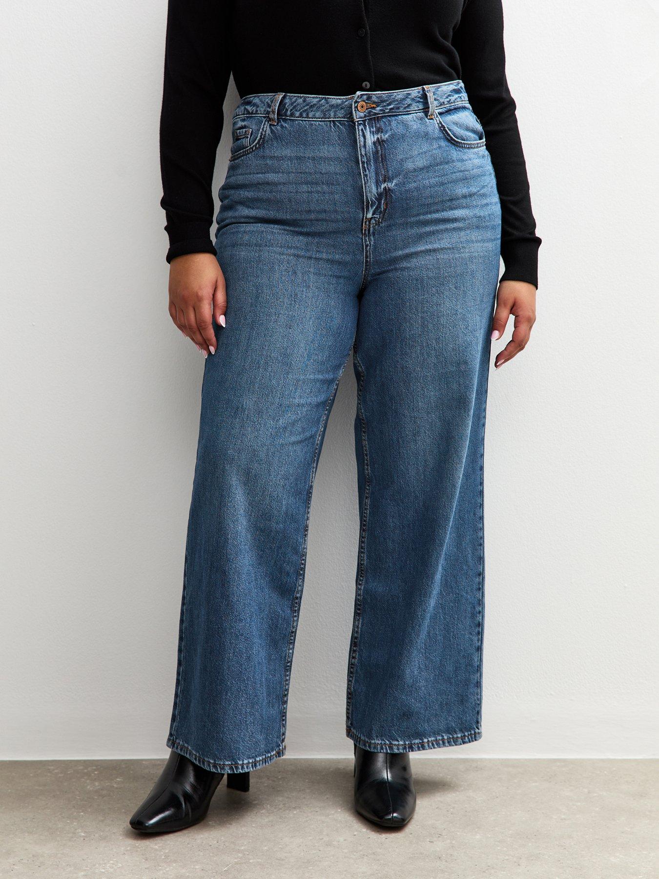  image of new-look-curves-blue-adalae-high-waist-wide-leg-jeans
