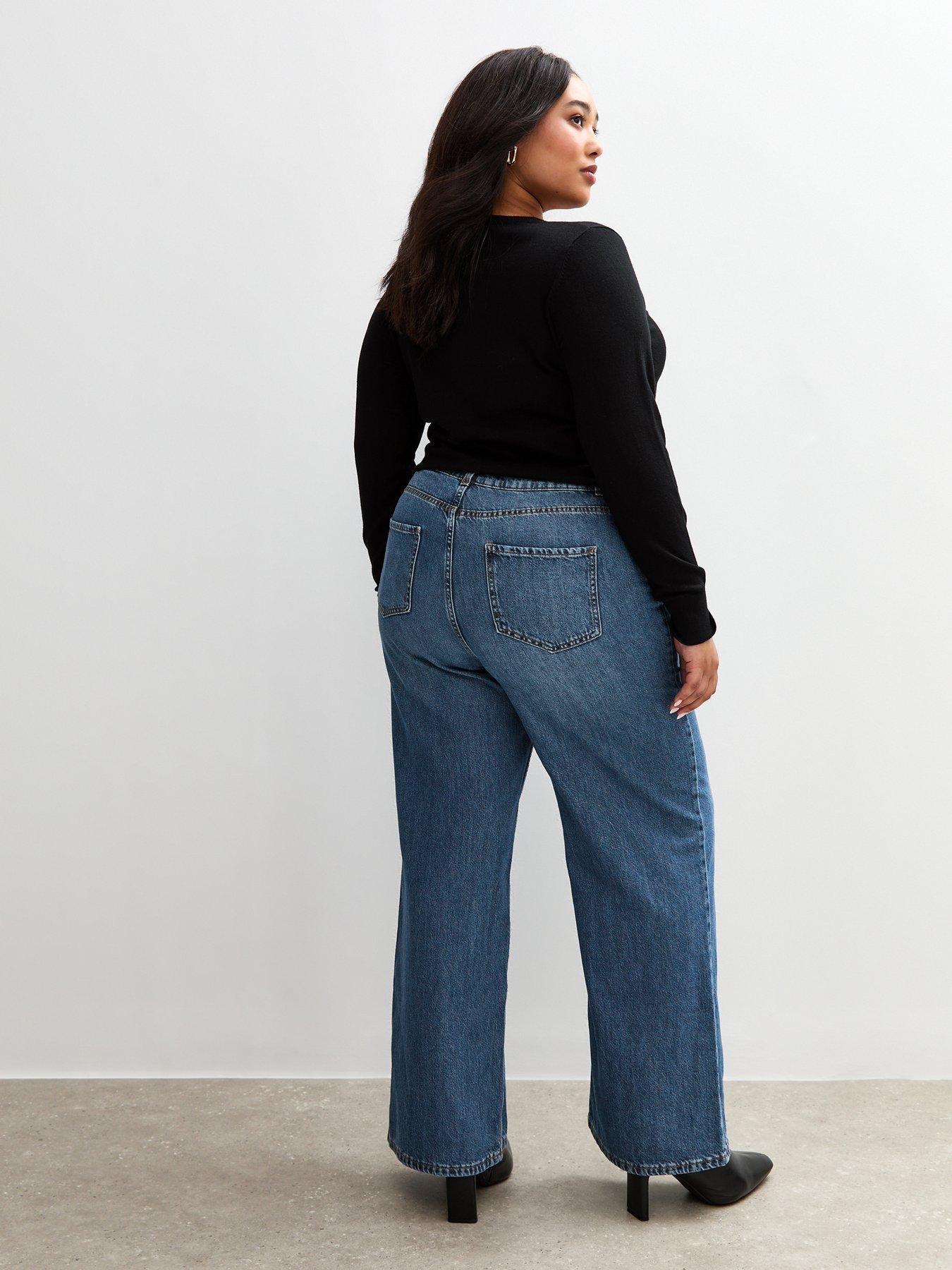  image of new-look-curves-blue-adalae-high-waist-wide-leg-jeans