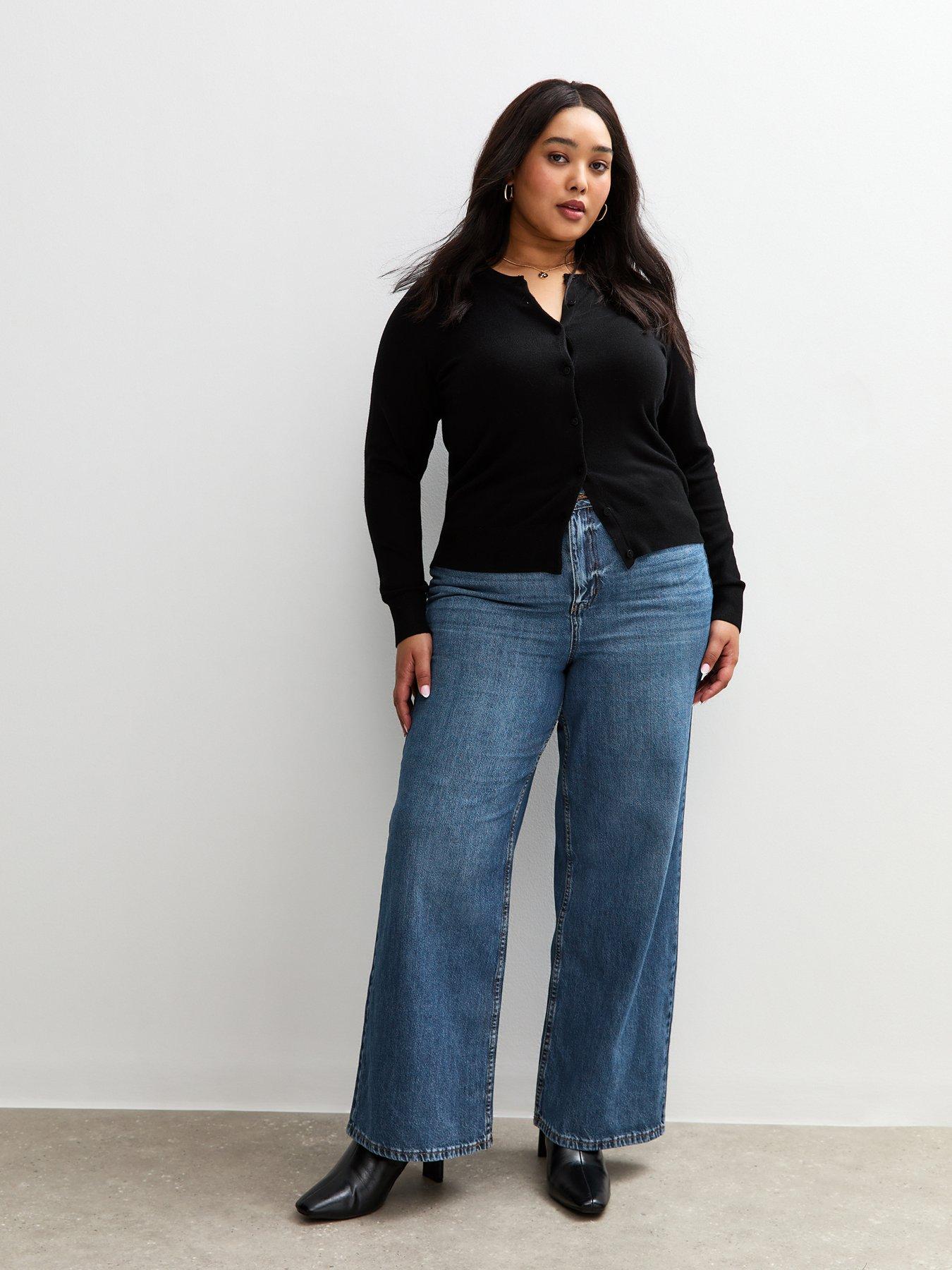  image of new-look-curves-blue-adalae-high-waist-wide-leg-jeans