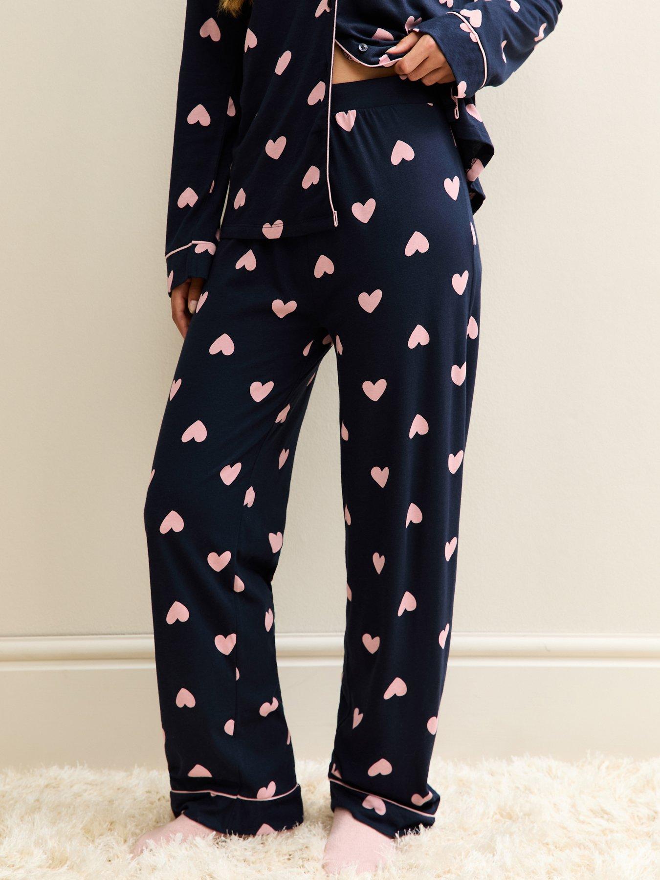  image of new-look-navy-long-sleeve-collar-shirt-and-trousers-pyjama-set