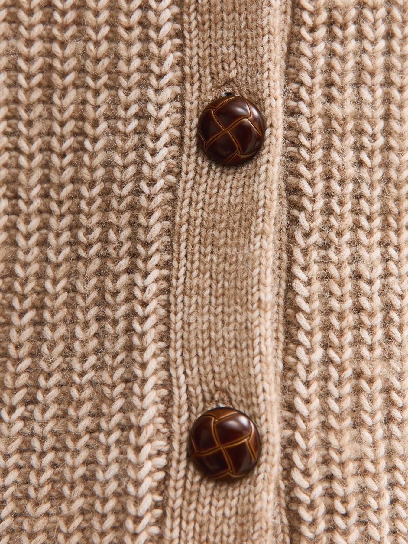  image of new-look-ribbed-knit-raglan-sleeve-cardigan-brown