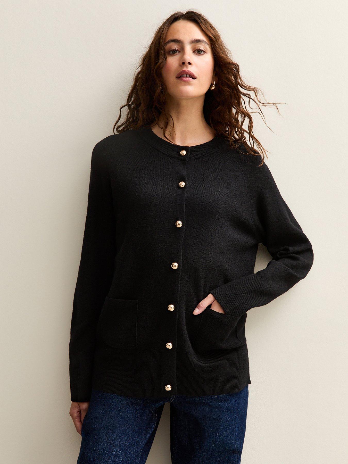 New Look Black Longline Crew Neck Cardigan