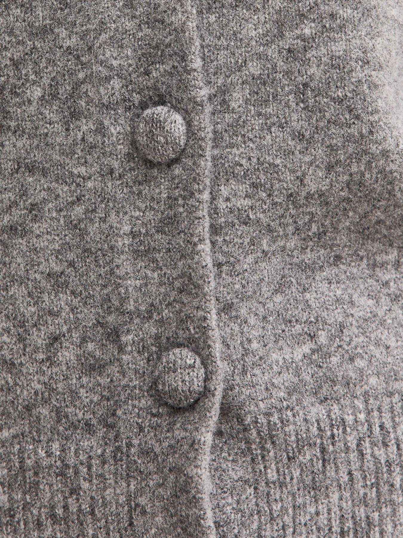  image of new-look-midweight-knit-collared-cardigan-grey