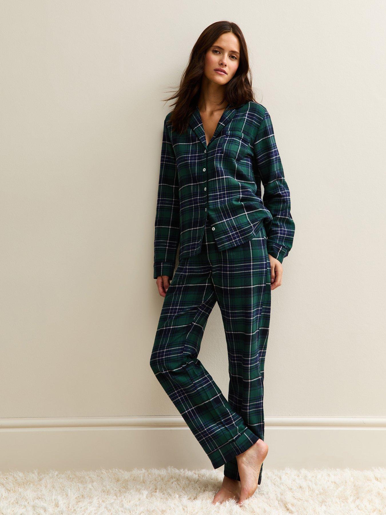 New Look Green Woven Check Pattern Revere Collar Pyjama Set
