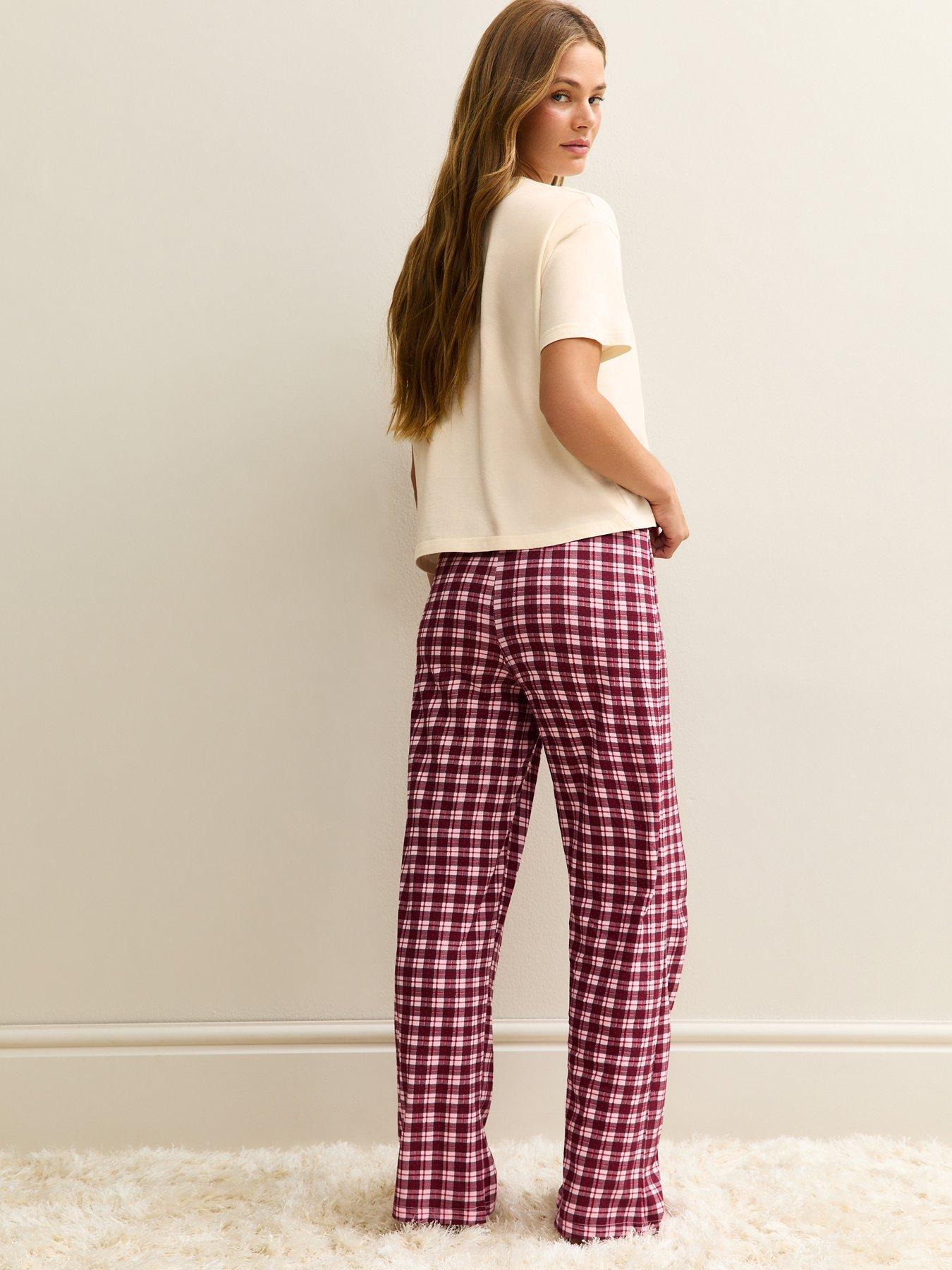 Image 2 of 6 of New Look Burgundy Check Pyjama Trousers.
