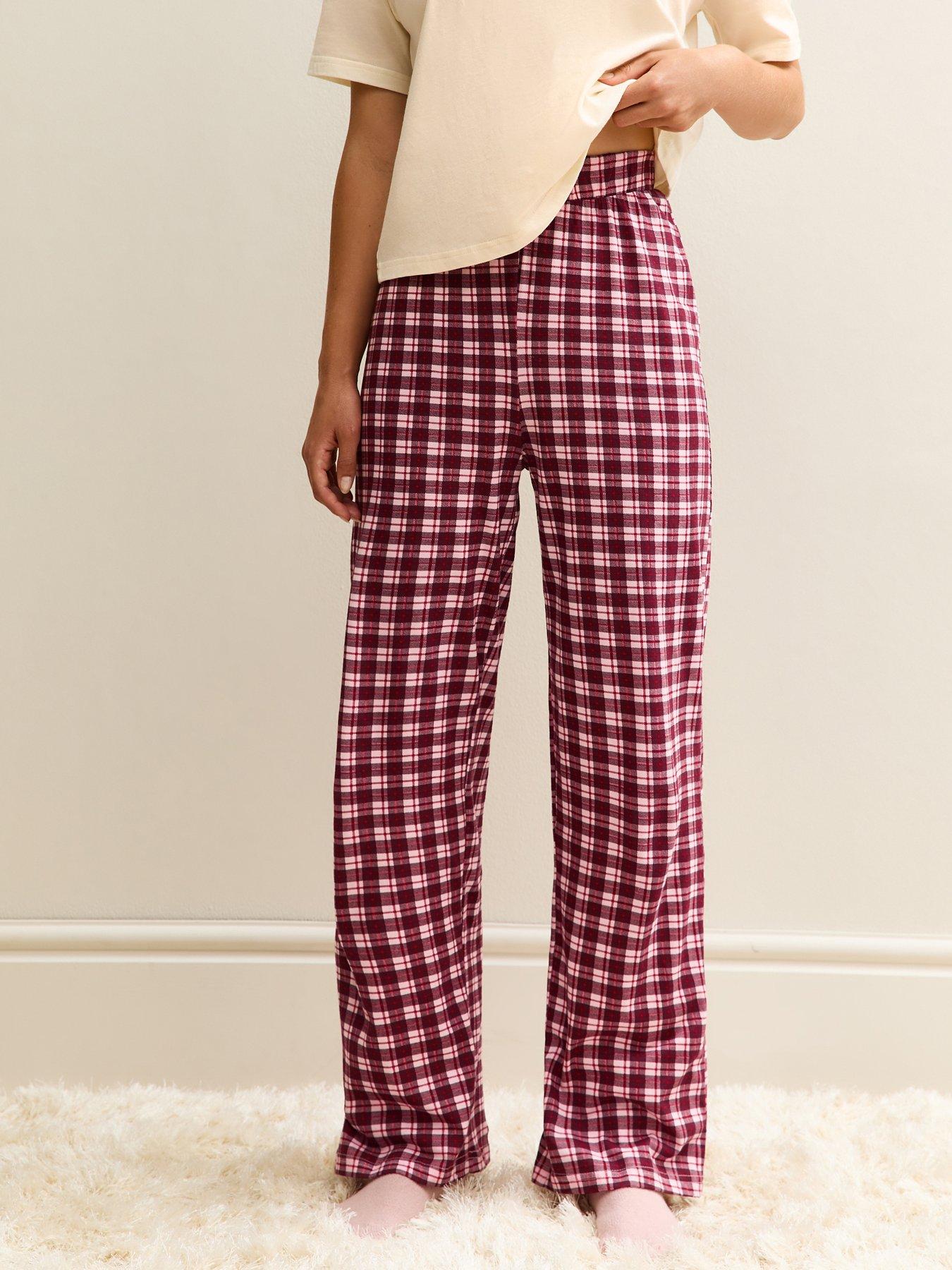 Image 5 of 6 of New Look Burgundy Check Pyjama Trousers.