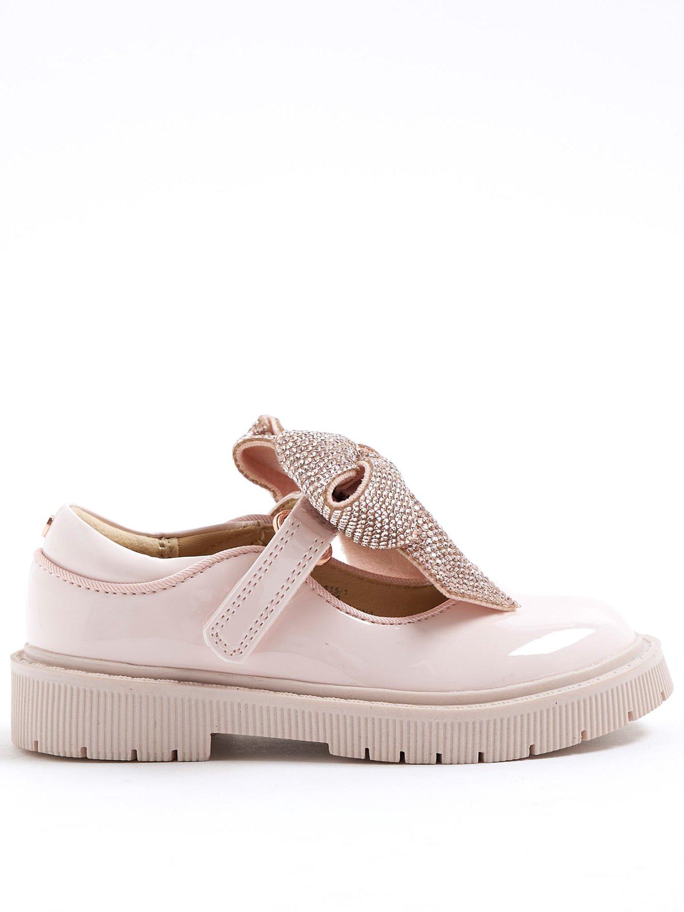 undefined Girls Diamante Bow Mary Jane Shoe - Pink
