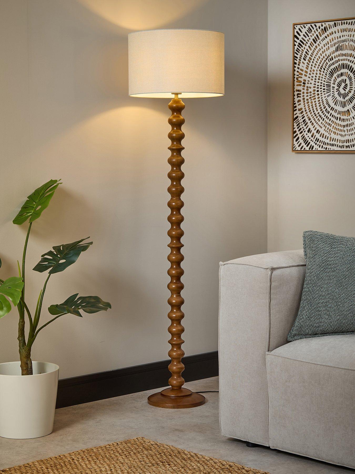 The Very Collection Bobbin Floor Lamp With Linen Shade