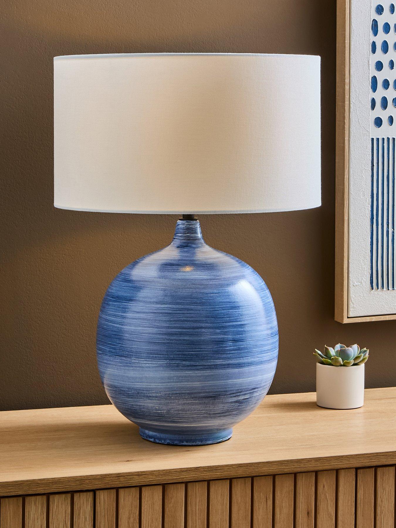 image of the-very-collection-blue-spinwash-ceramic-table-lamp