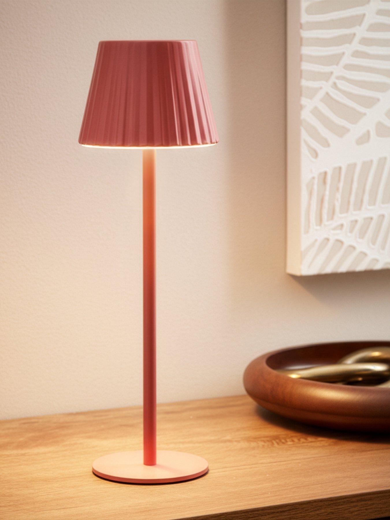 The Very Collection Rechargeable Table Lamp With Ribbed Shade