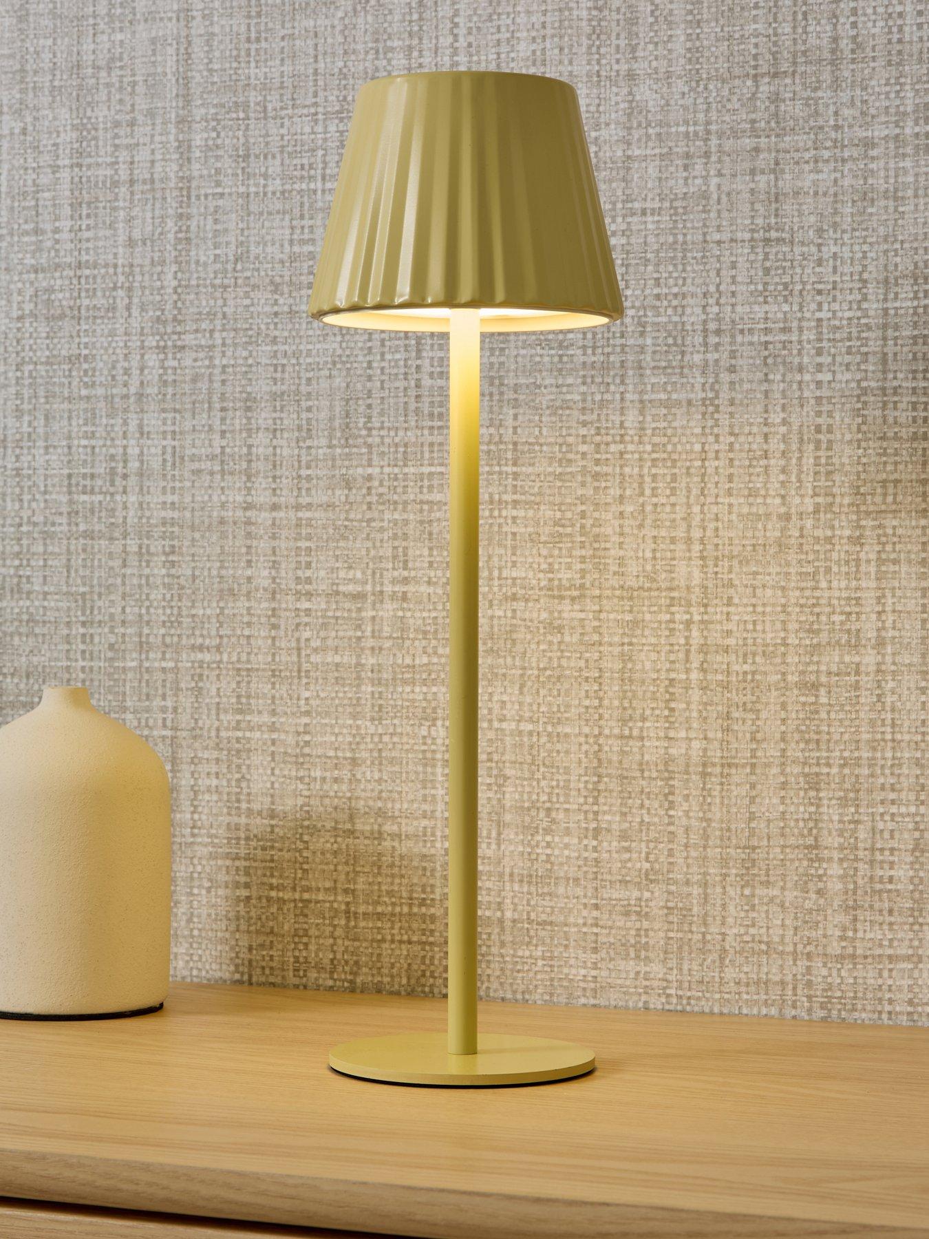 The Very Collection Rechargeable Table Lamp With Ribbed Shade