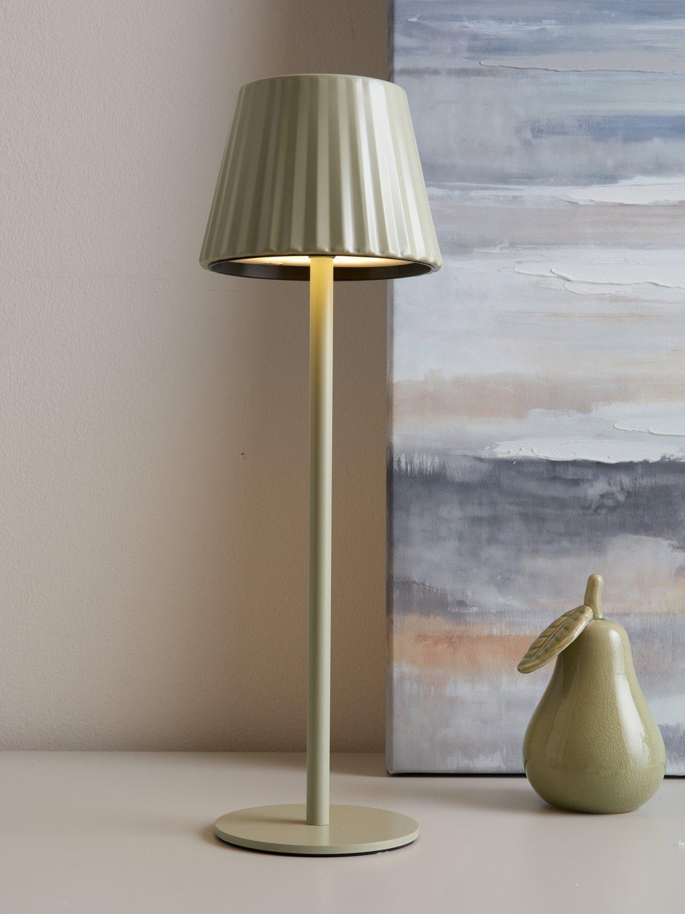 The Very Collection Rechargeable Table Lamp With Ribbed Shade