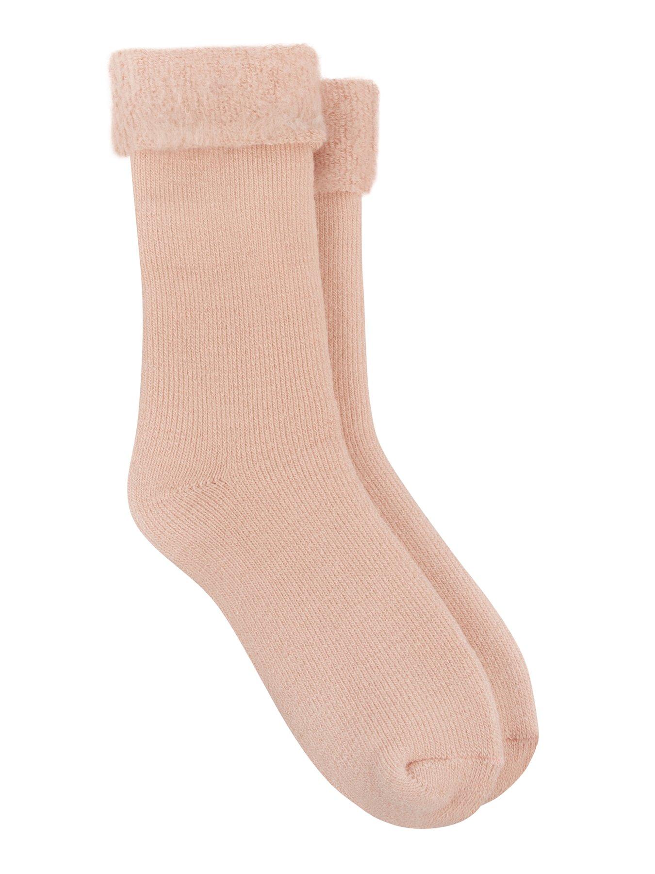  image of totes-toasties-ladies-brushed-thermal-bed-socks-dusky-pink