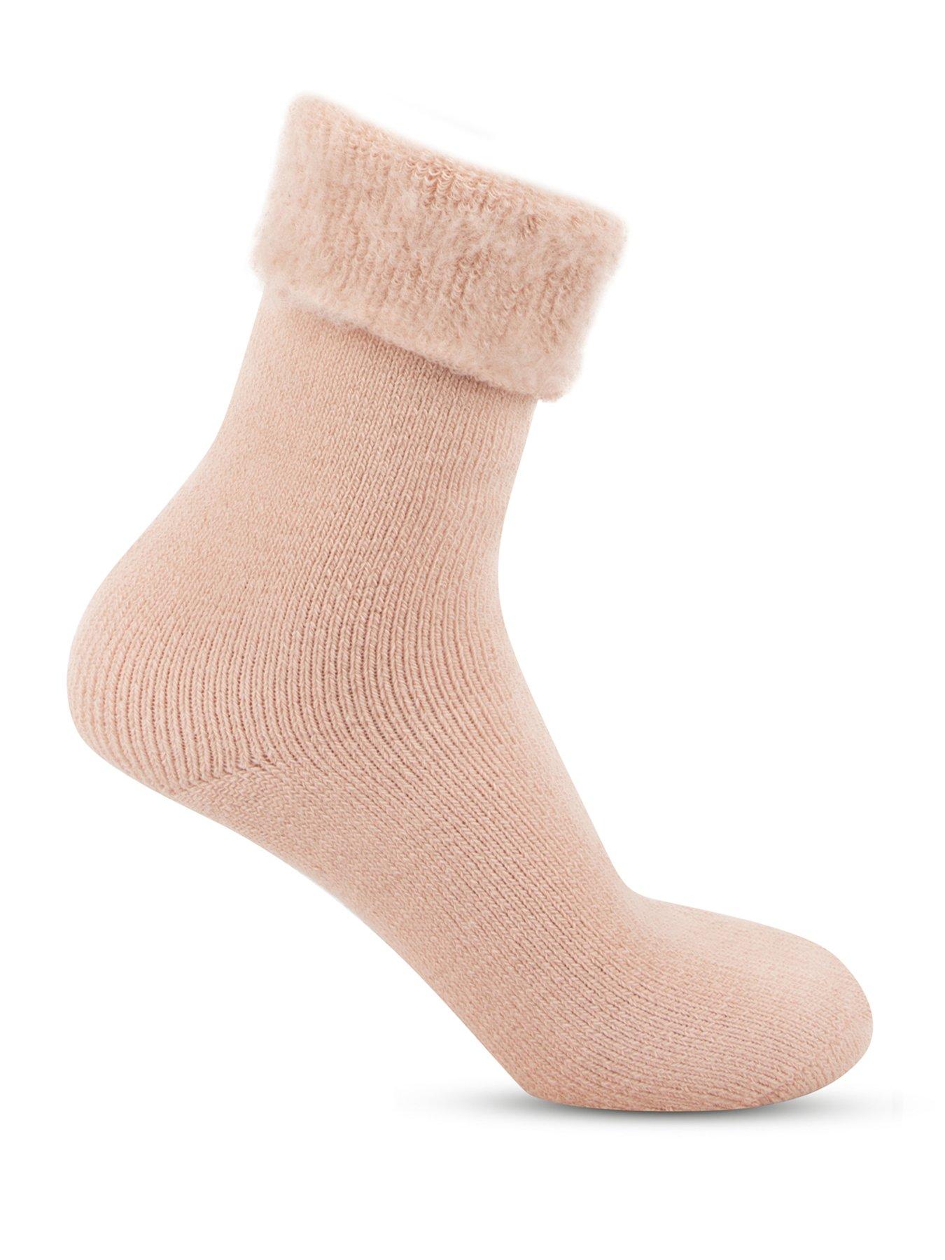  image of totes-toasties-ladies-brushed-thermal-bed-socks-dusky-pink