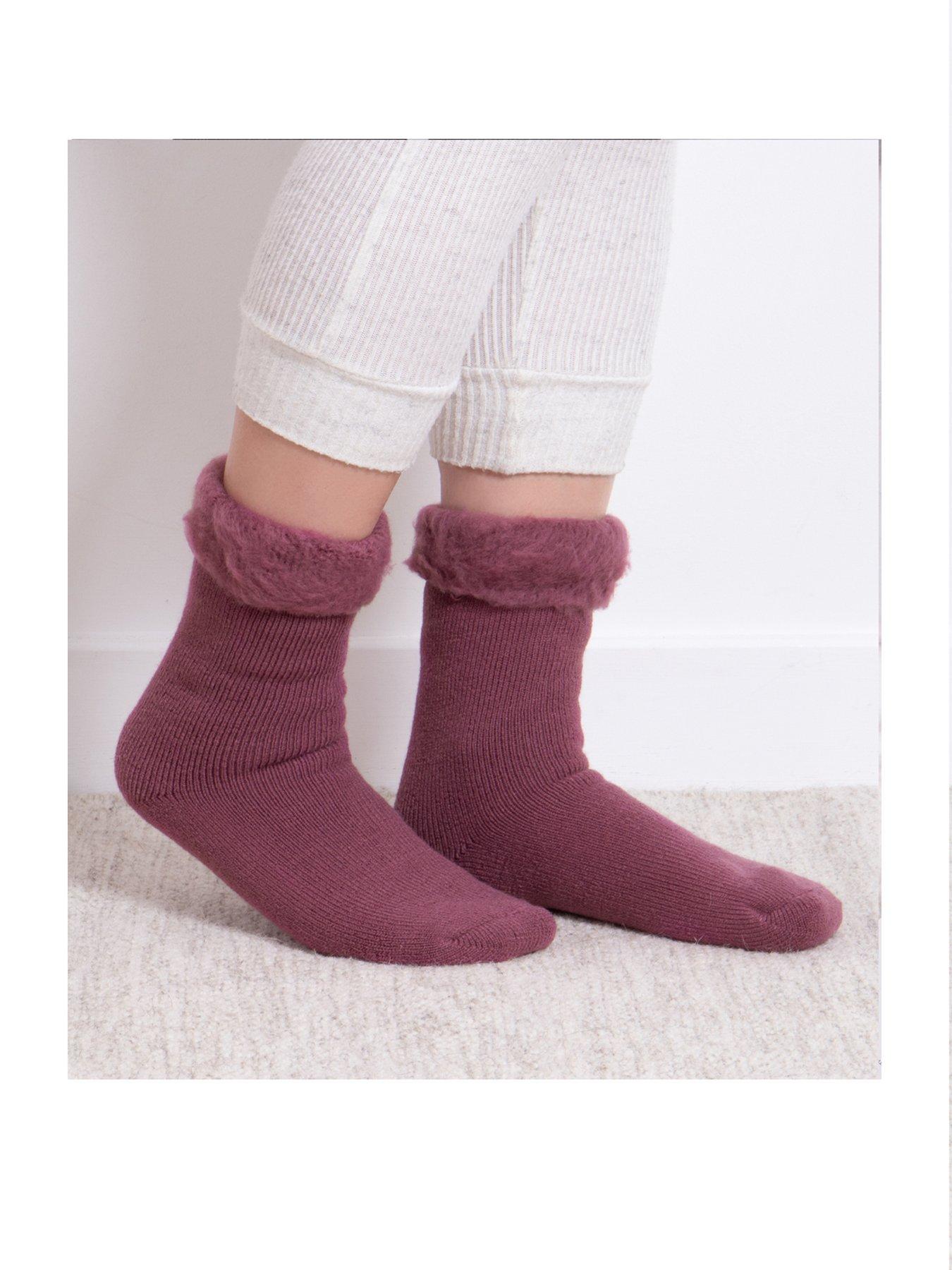 Image 2 of 4 of TOTES Toasties Ladies Recycled Brushed Thermal Bed Socks - Berry