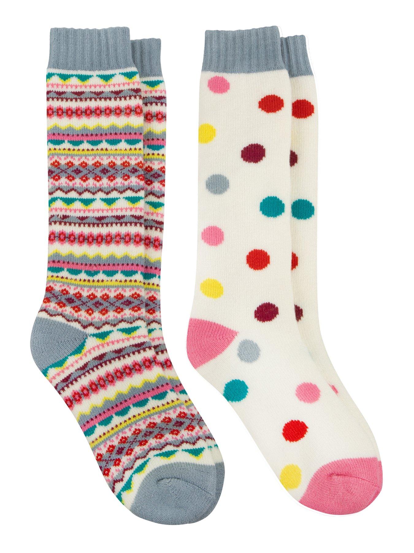 TOTES Toasties Ladies Welly Boot Socks (twin Pack) - Multi