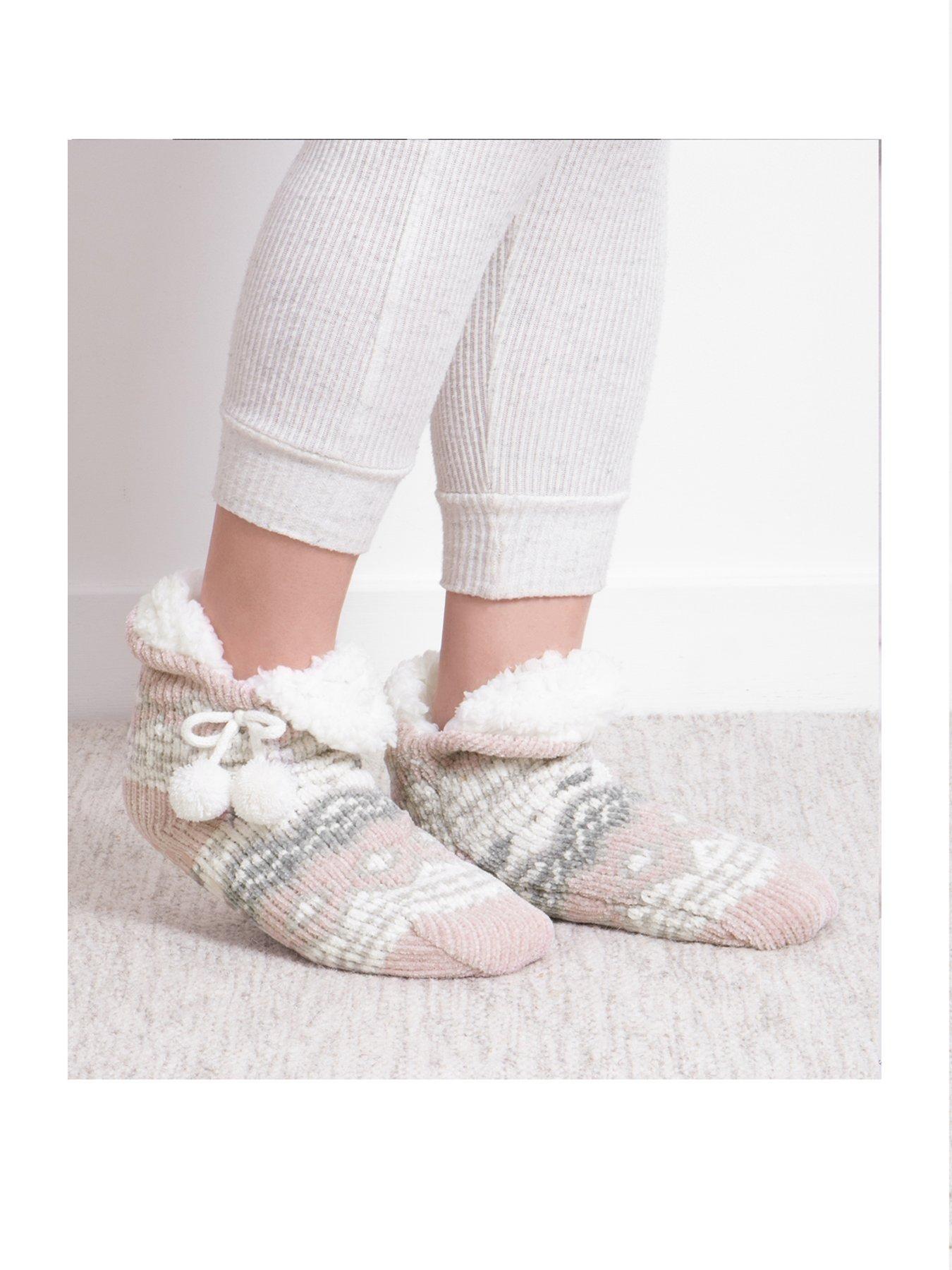 Image 2 of 4 of TOTES Toasties Ladies Chenille Crop Knitted Slipper Socks - Multi