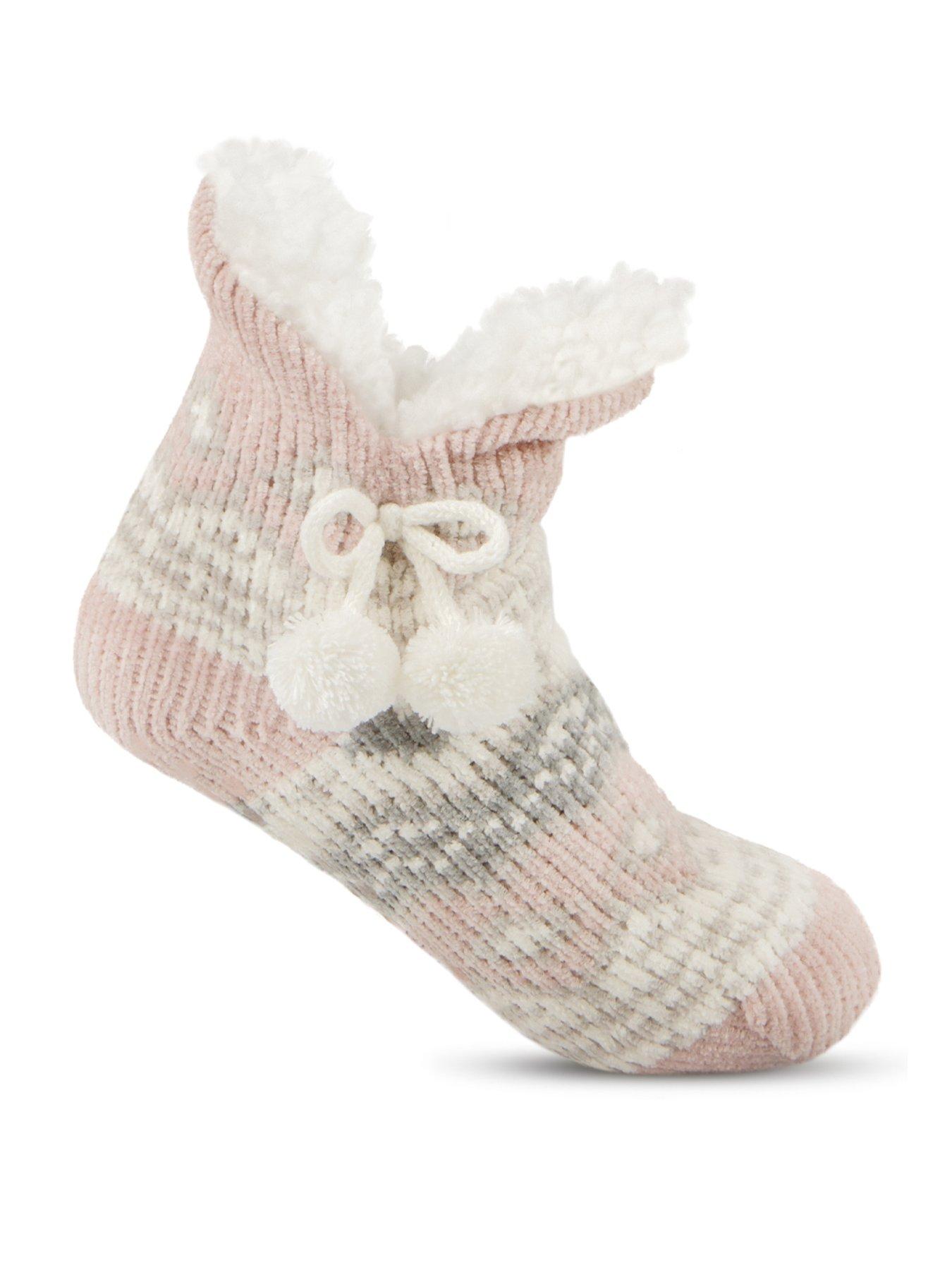 Image 4 of 4 of TOTES Toasties Ladies Chenille Crop Knitted Slipper Socks - Multi