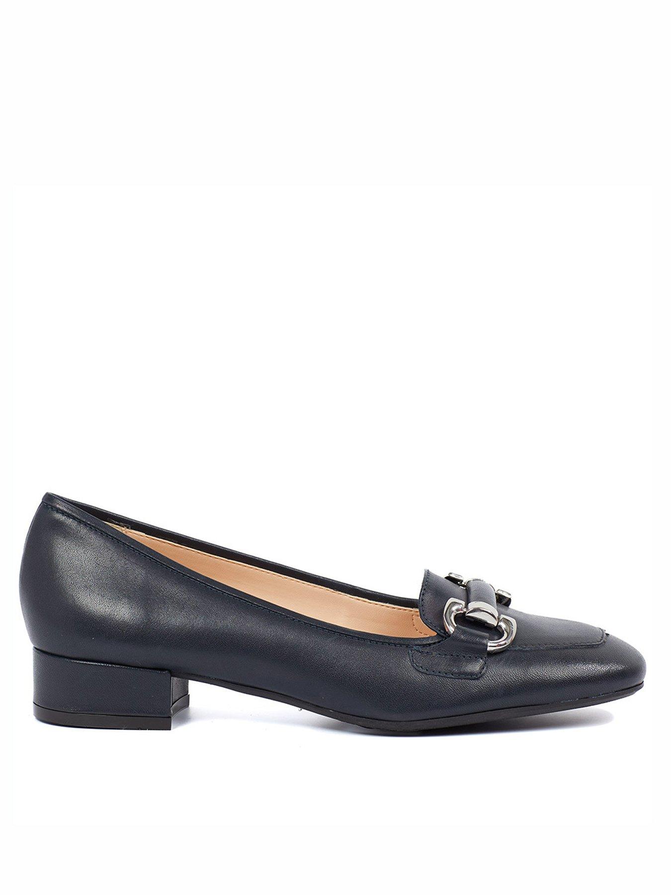 front image of jones-bootmaker-editta-snaffle-heeled-loafer-navy