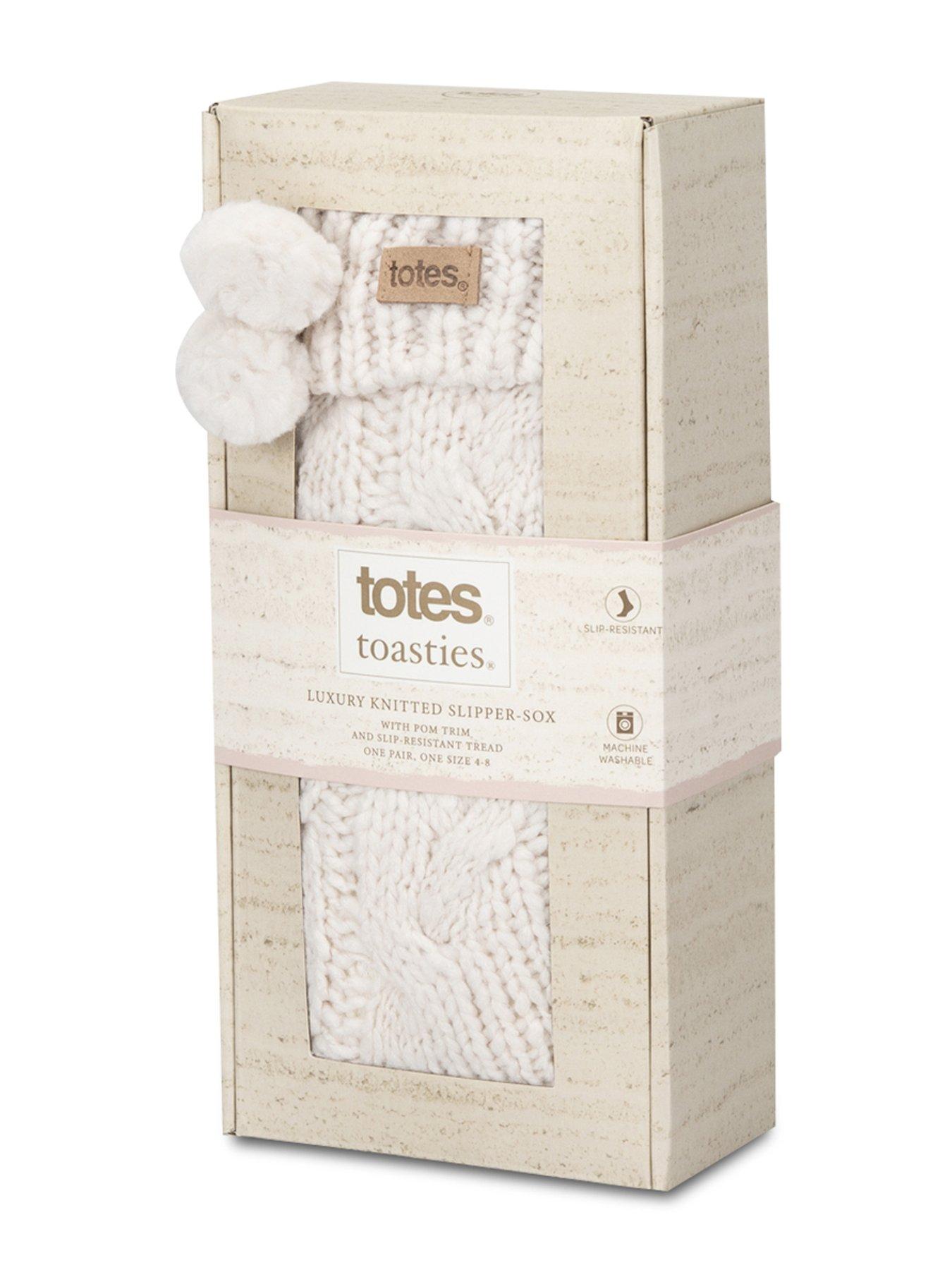 Image 3 of 4 of TOTES Toasties Ladies Luxury Chunky Knit Slipper-sox With Tassel Trim - Cream