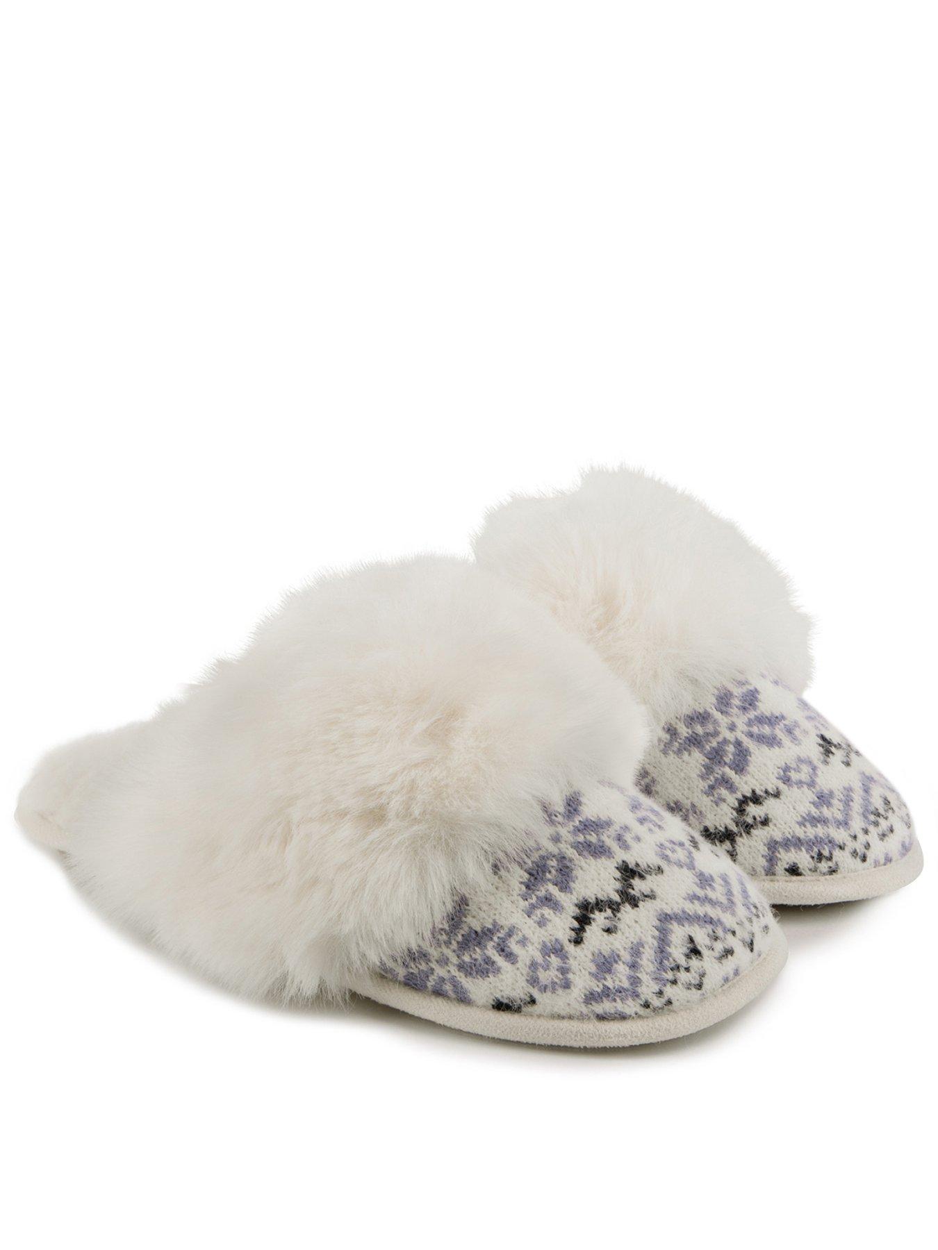 undefined Toasties Ladies Fair Isle Knit Mule Slippers - Blue