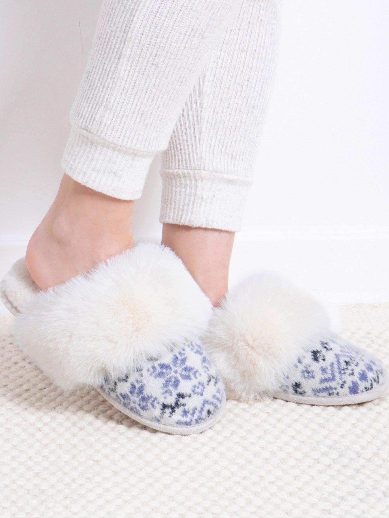 Image 4 of 5 of TOTES Toasties Ladies Fair Isle Knit Mule Slippers - Blue