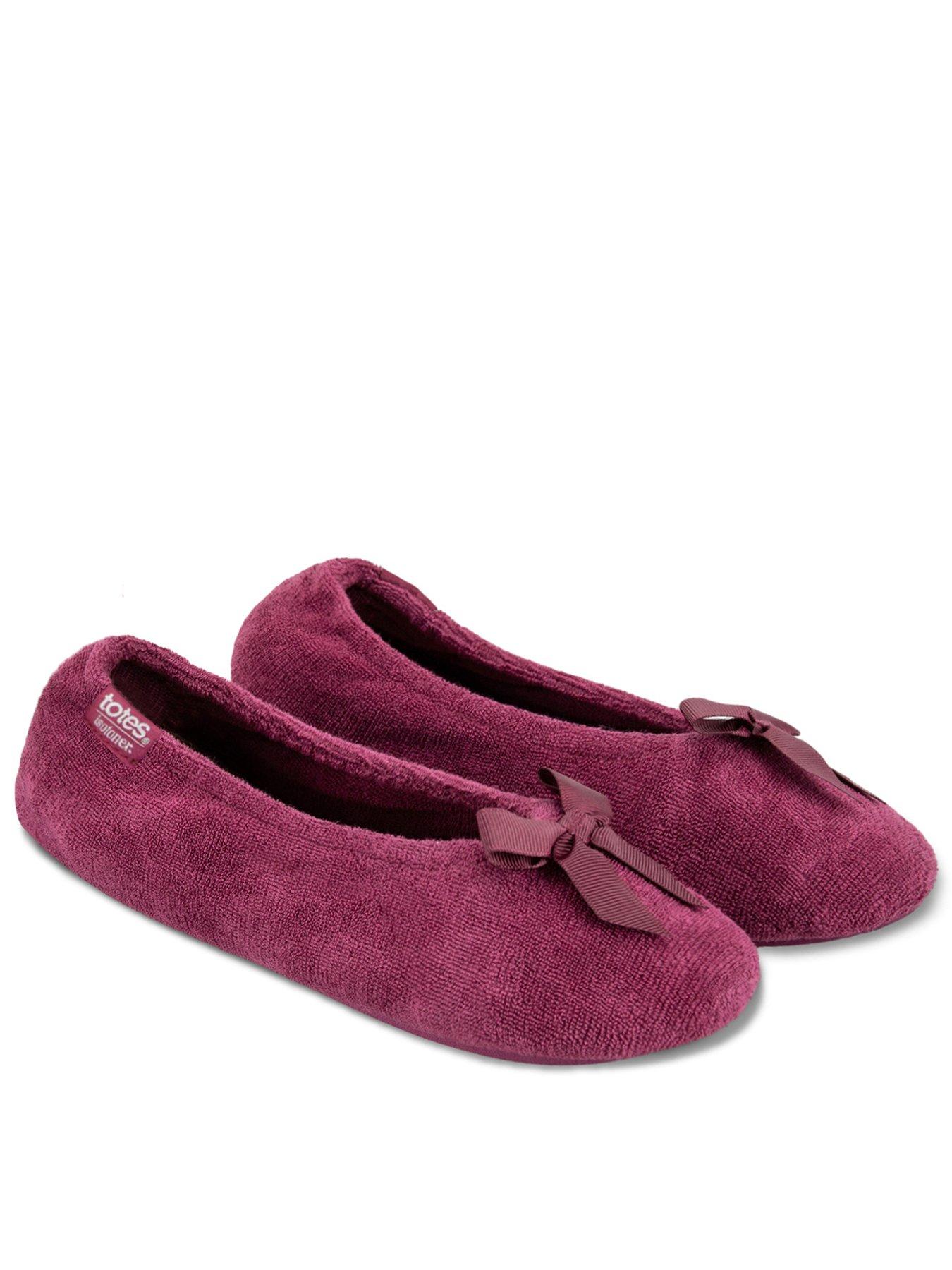 Totes Isotoner Isotoner Ladies Terry Ballerina Slippers - Burgundy