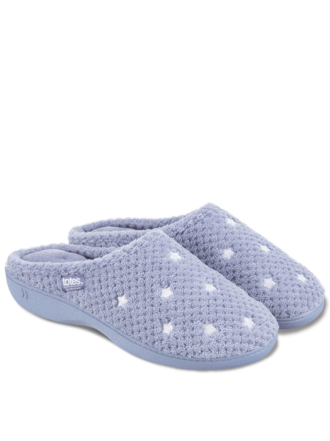 undefined Isotoner Ladies Popcorn Terry Mule Slippers - Iris Blue Star