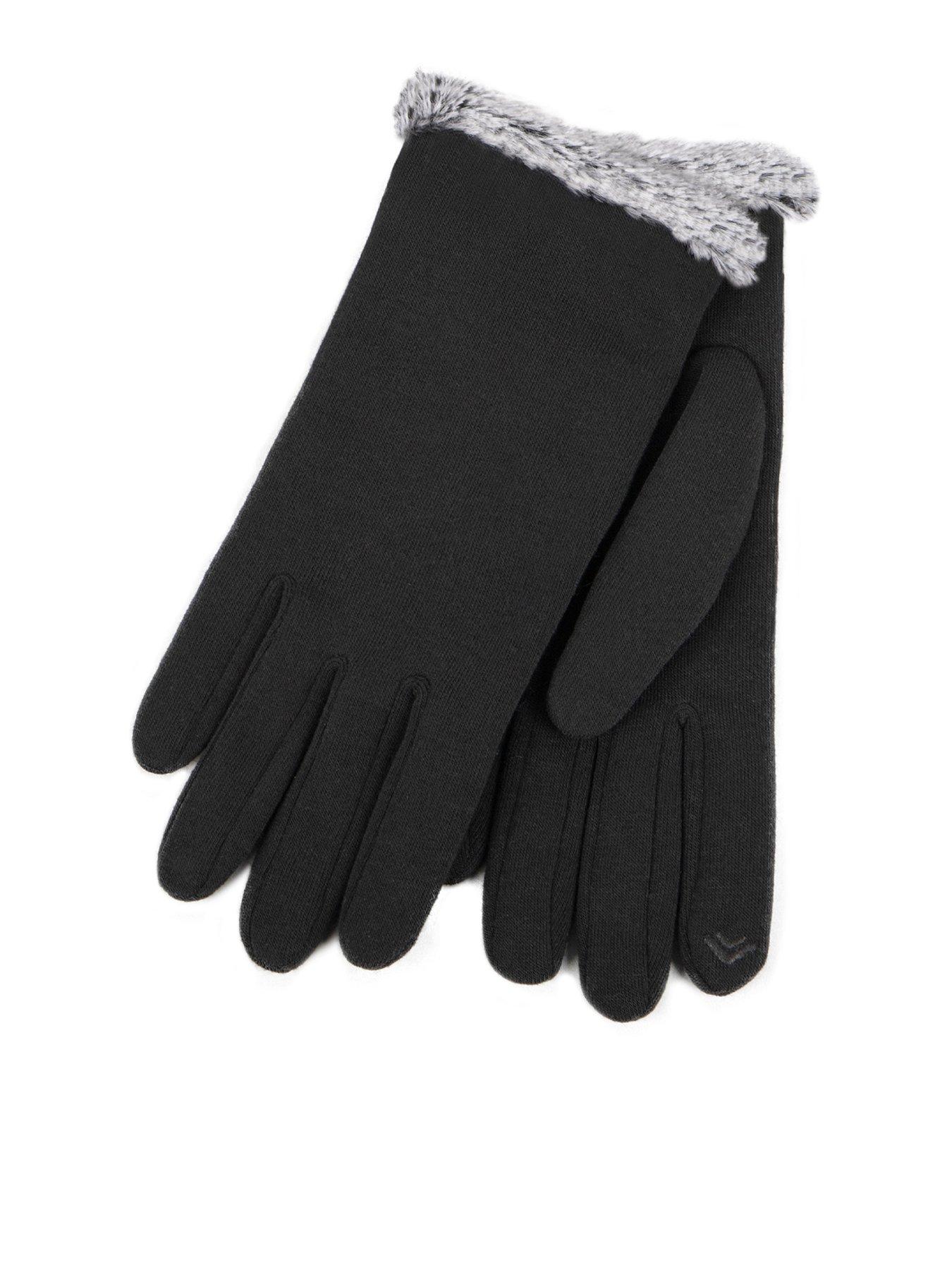 undefined Isotoner Ladies Thermal Smartouch Glove With Tipped Fur Cuff - Black