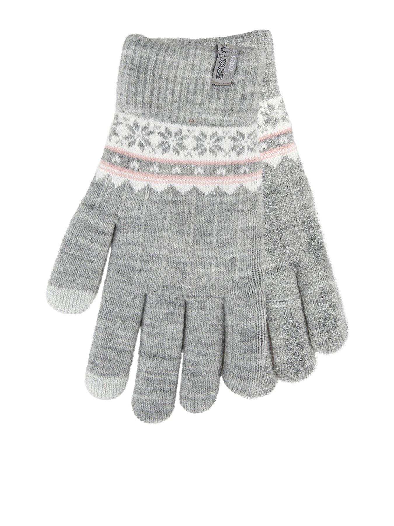 undefined Toasties Ladies Stretch Knitted Smartouch Gloves - Grey Fair Isle