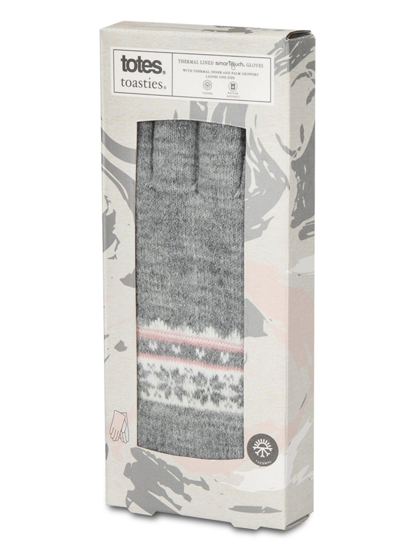 Image 3 of 3 of TOTES Toasties Ladies Stretch Knitted Smartouch Gloves - Grey Fair Isle