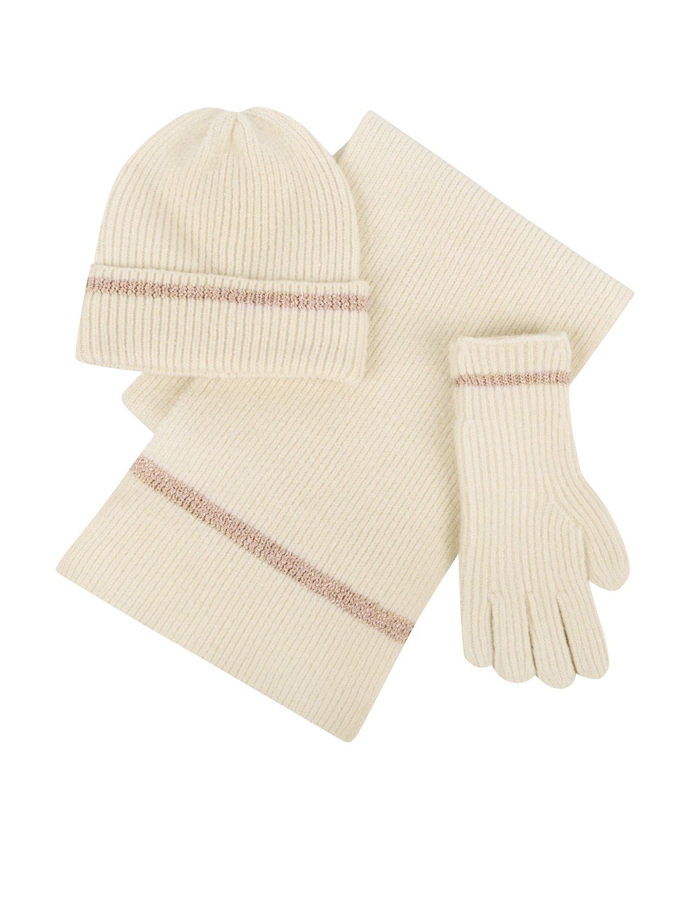 undefined Toasties Ladies Knitted Hat Scarf & Glove Gift Set - Oat