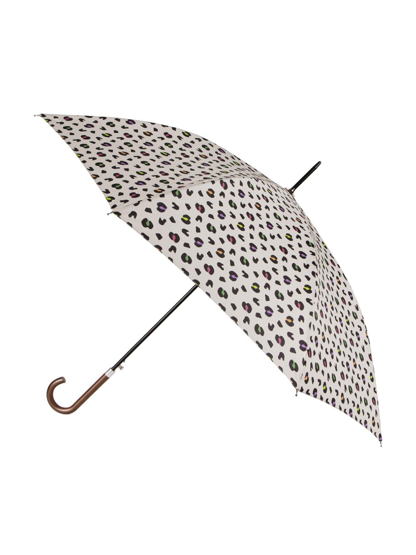 undefined Auto Open Walker Wood Handle Bright Animal Print Umbrella - Animal Print