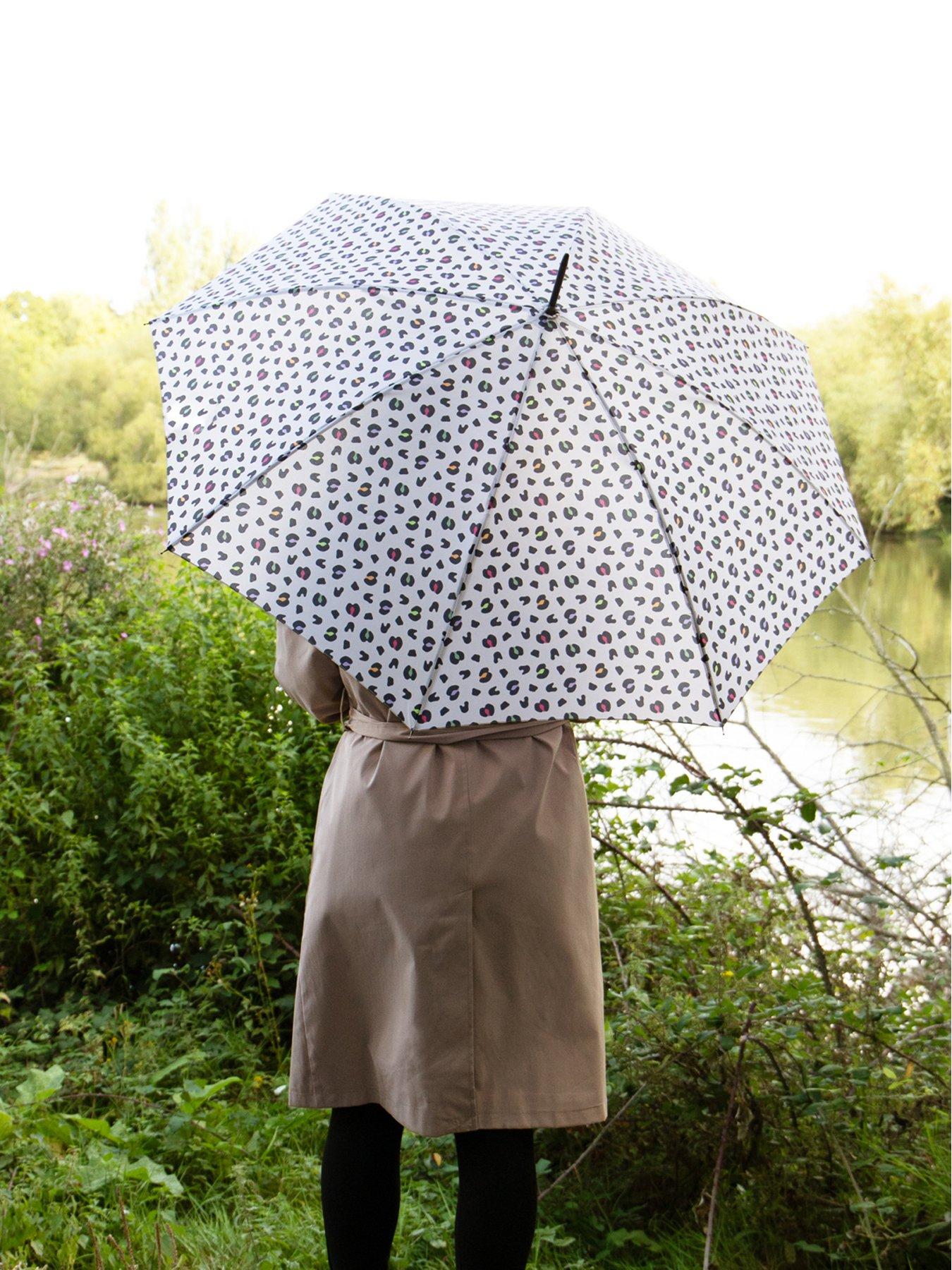 Image 2 of 4 of TOTES Auto Open Walker Wood Handle Bright Animal Print Umbrella - Animal Print