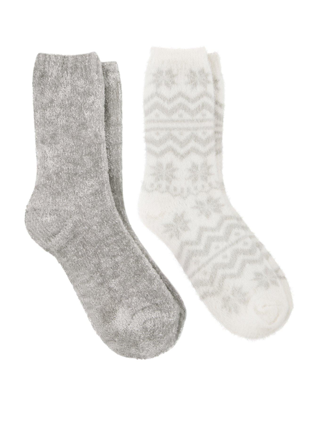 totes-2pk-fairisle-chenile-soft-bed-socks-greyfairisle