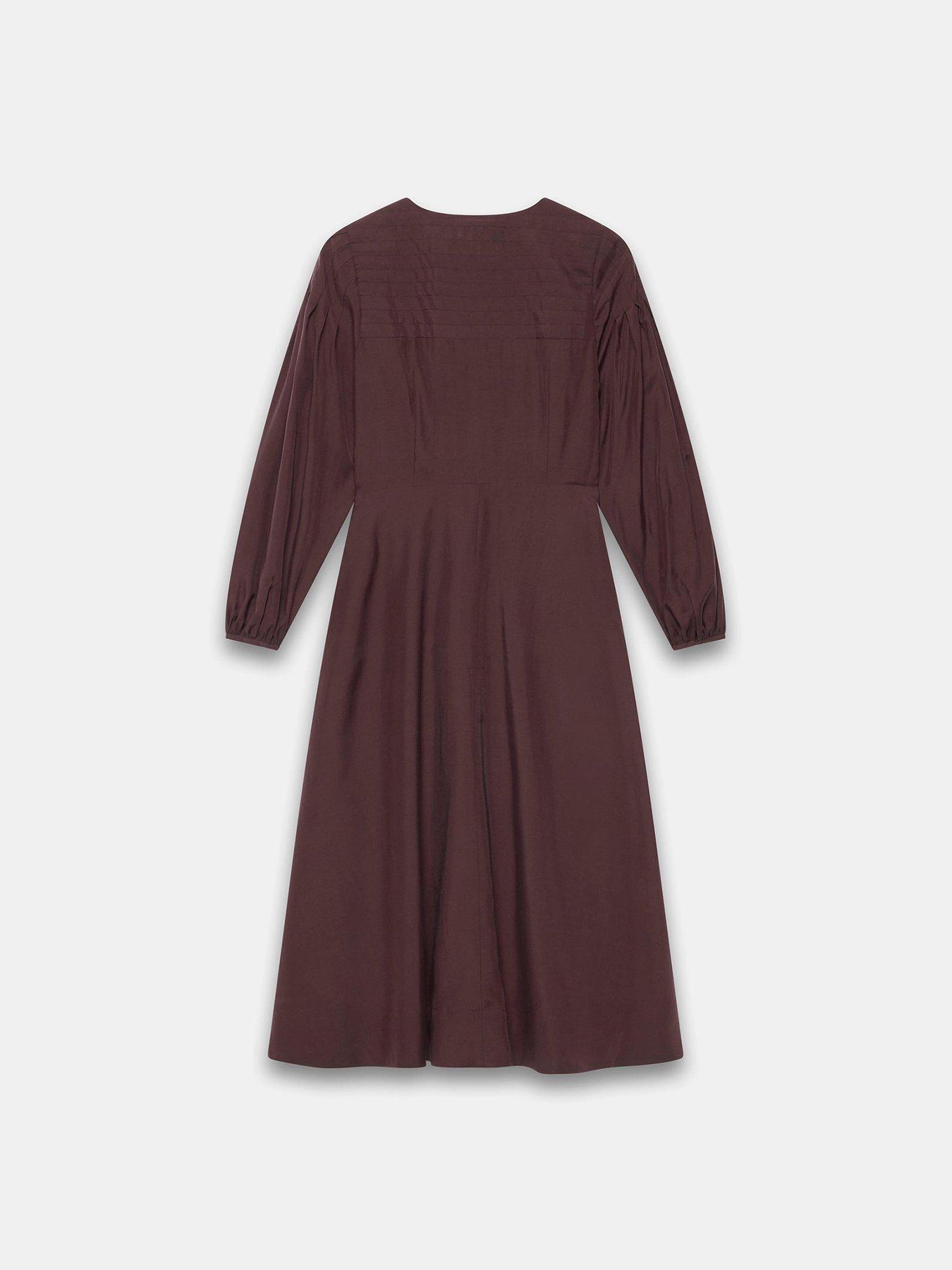 Image 6 of 6 of Mint Velvet Burgundy Pintuck Long Dress